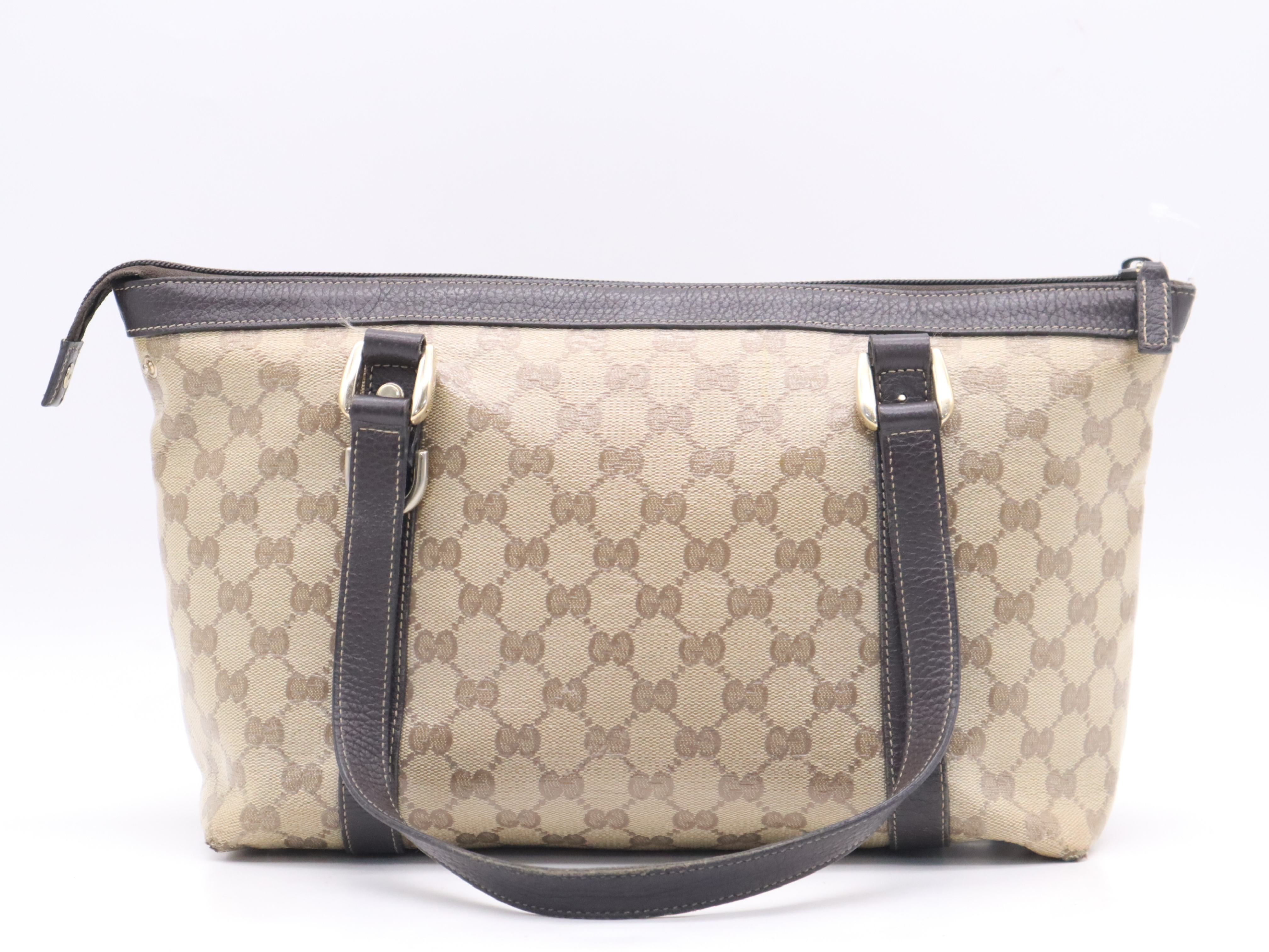 268640 Canvas x Leather Abbey GG Crystal Tote Bag Beige Gold Hardware Tote Bag — view 2