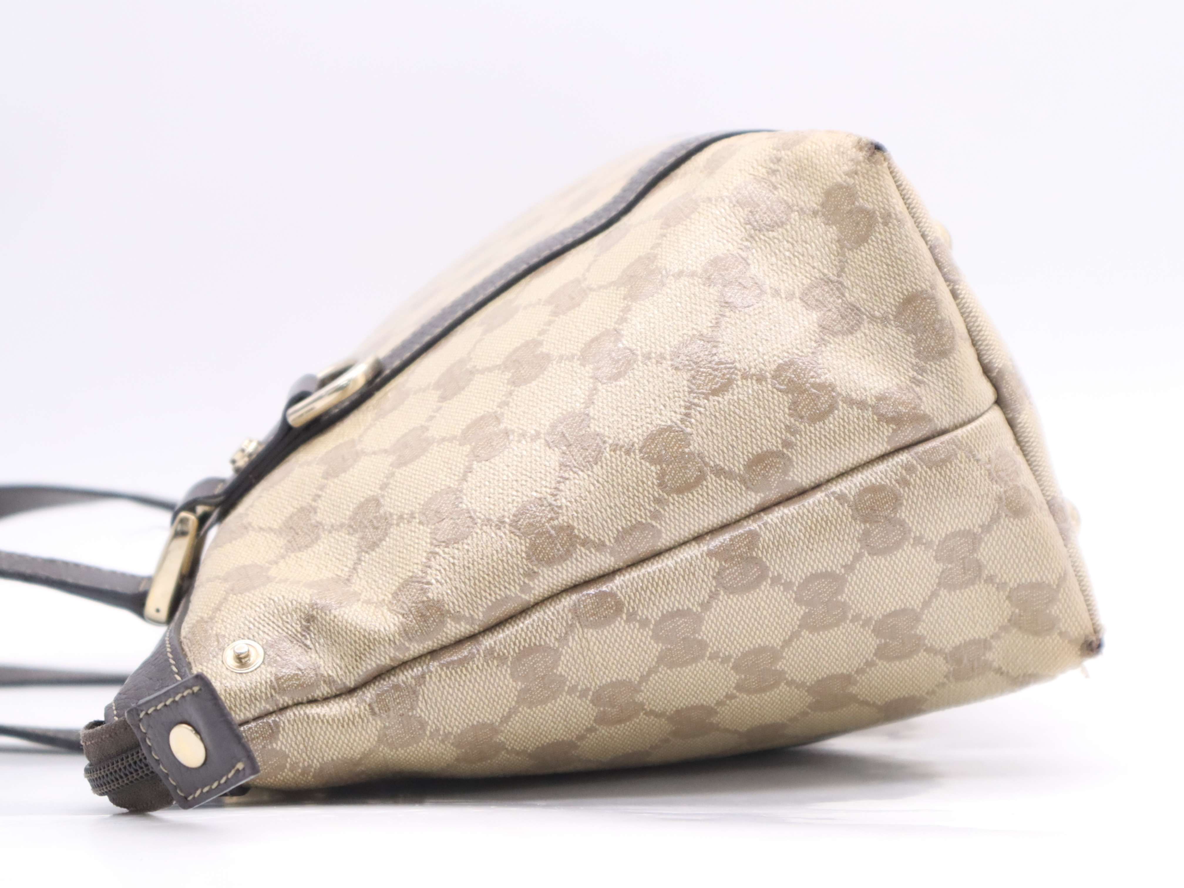268640 Canvas x Leather Abbey GG Crystal Tote Bag Beige Gold Hardware Tote Bag — view 3