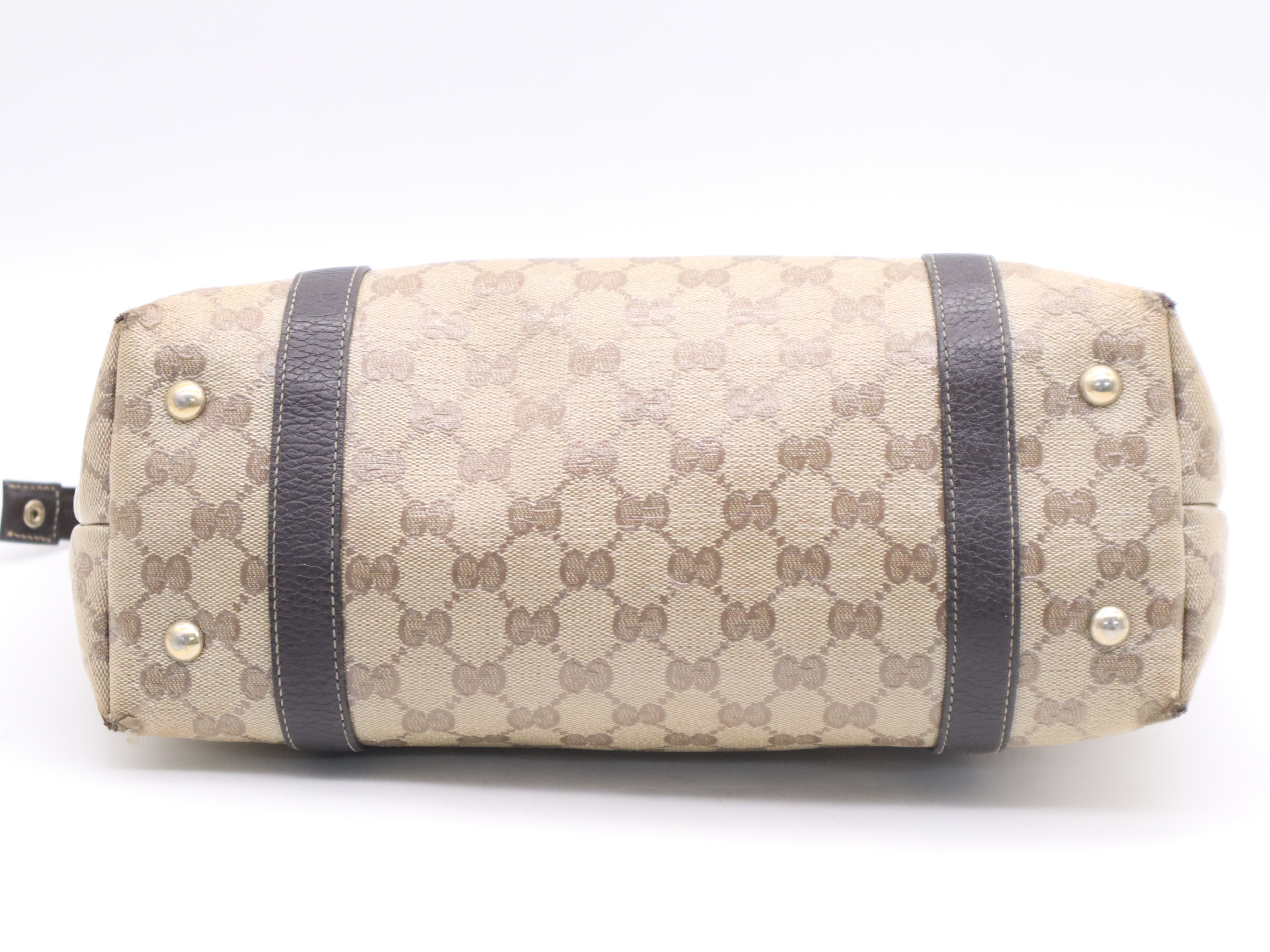 268640 Canvas x Leather Abbey GG Crystal Tote Bag Beige Gold Hardware Tote Bag — view 4