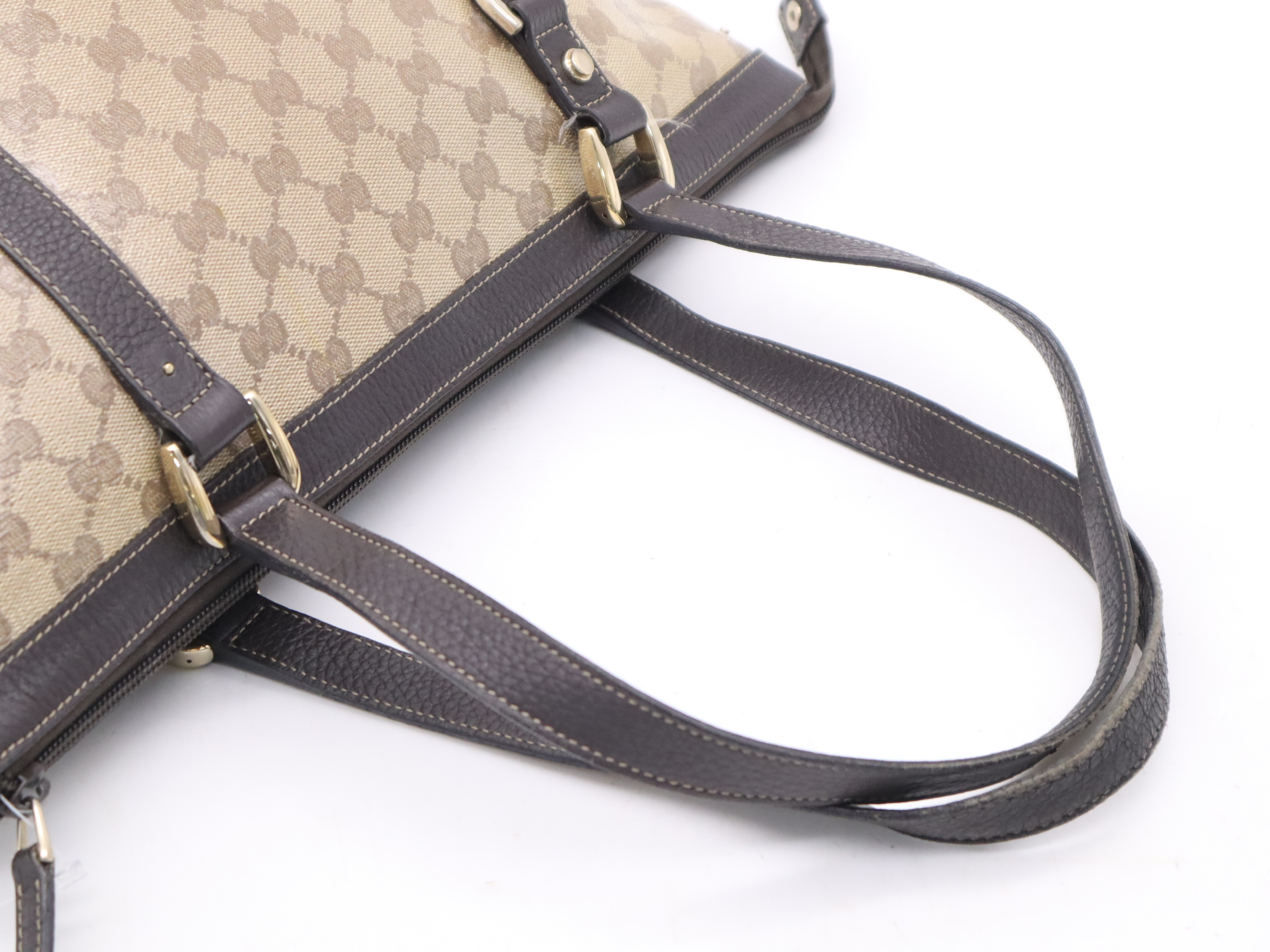 268640 Canvas x Leather Abbey GG Crystal Tote Bag Beige Gold Hardware Tote Bag — view 6
