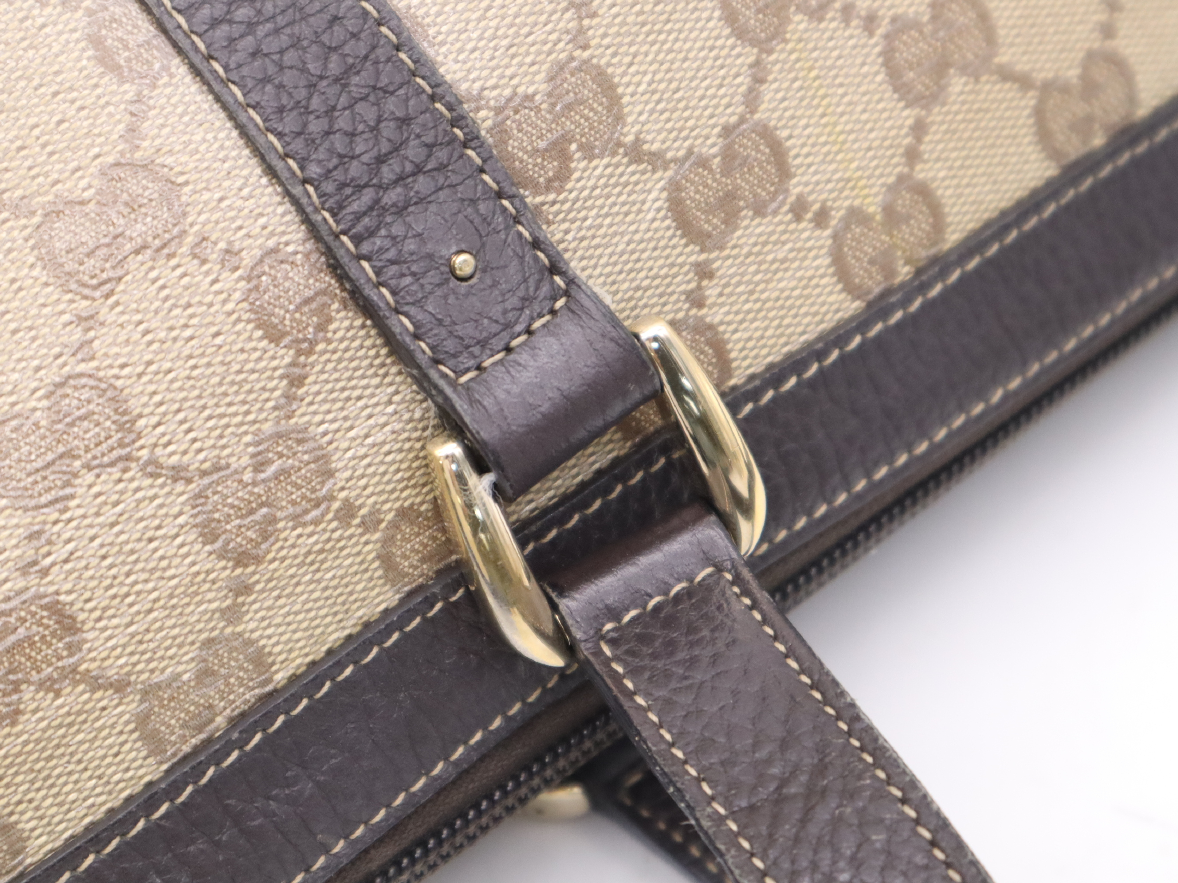 268640 Canvas x Leather Abbey GG Crystal Tote Bag Beige Gold Hardware Tote Bag — view 7