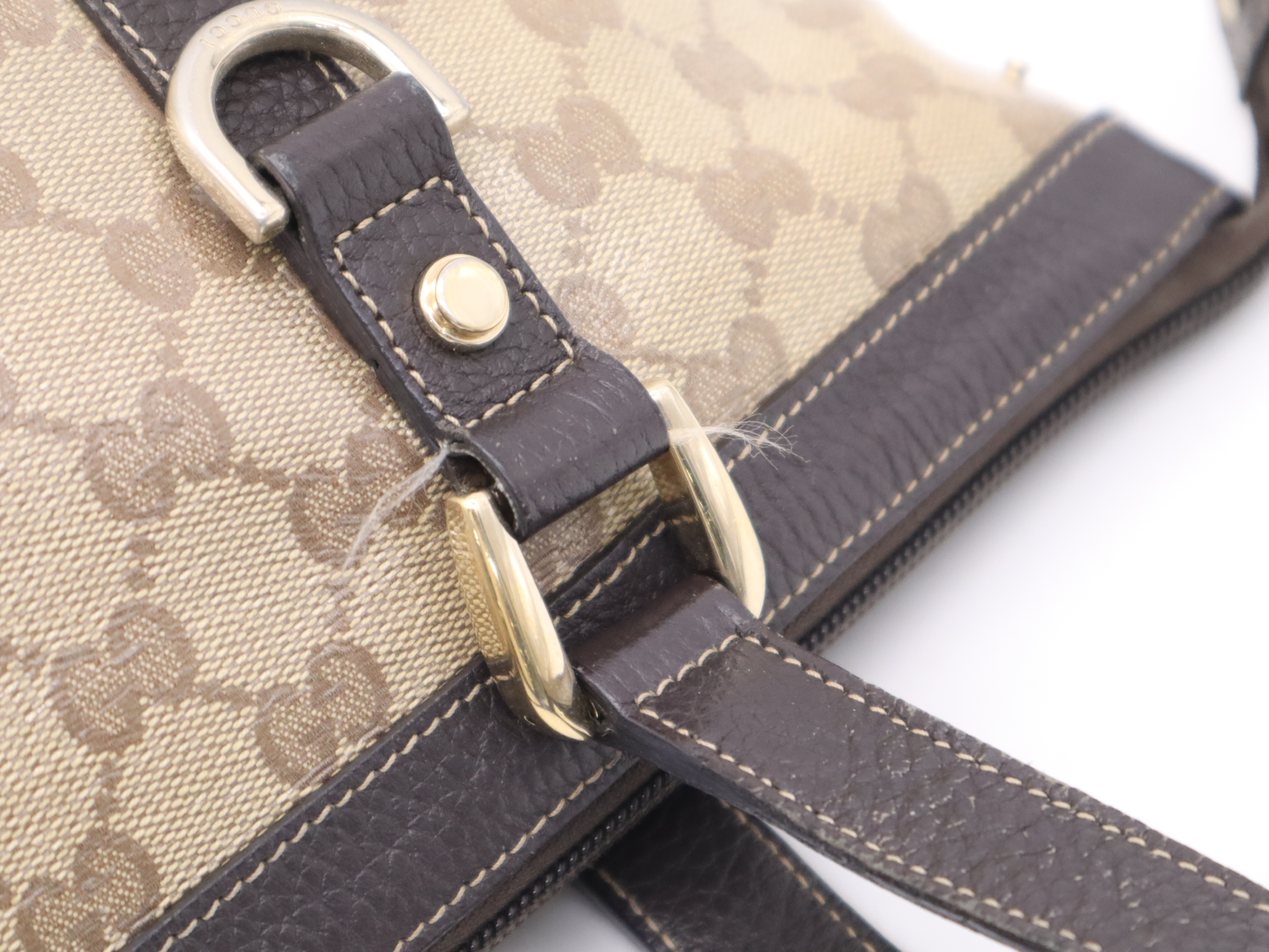 268640 Canvas x Leather Abbey GG Crystal Tote Bag Beige Gold Hardware Tote Bag — view 8