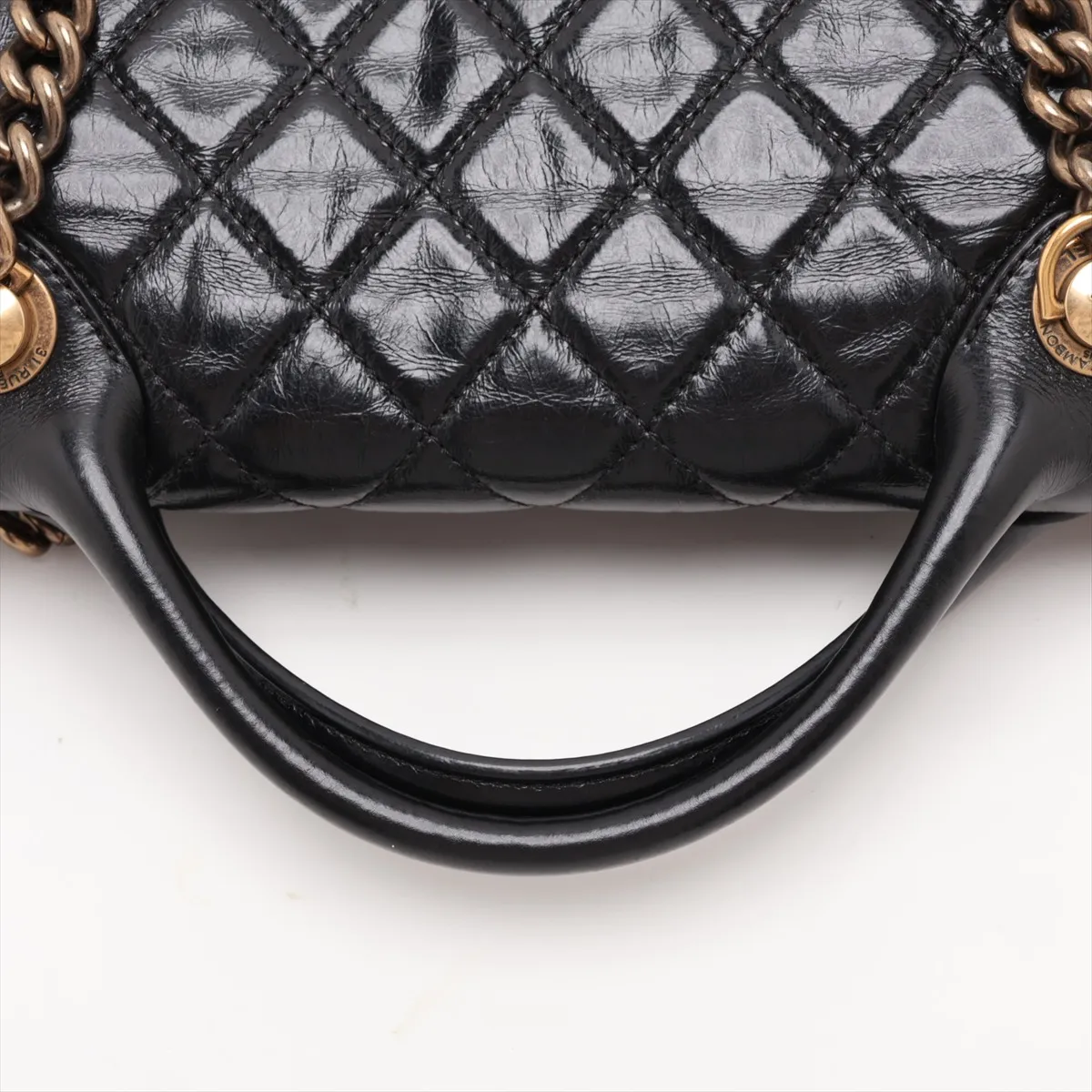 Matelassé Vintage Calfskin 2-Way Handbag, Black with Gold Hardware, Item Number 18246639 (Serial Number 18) — view 5