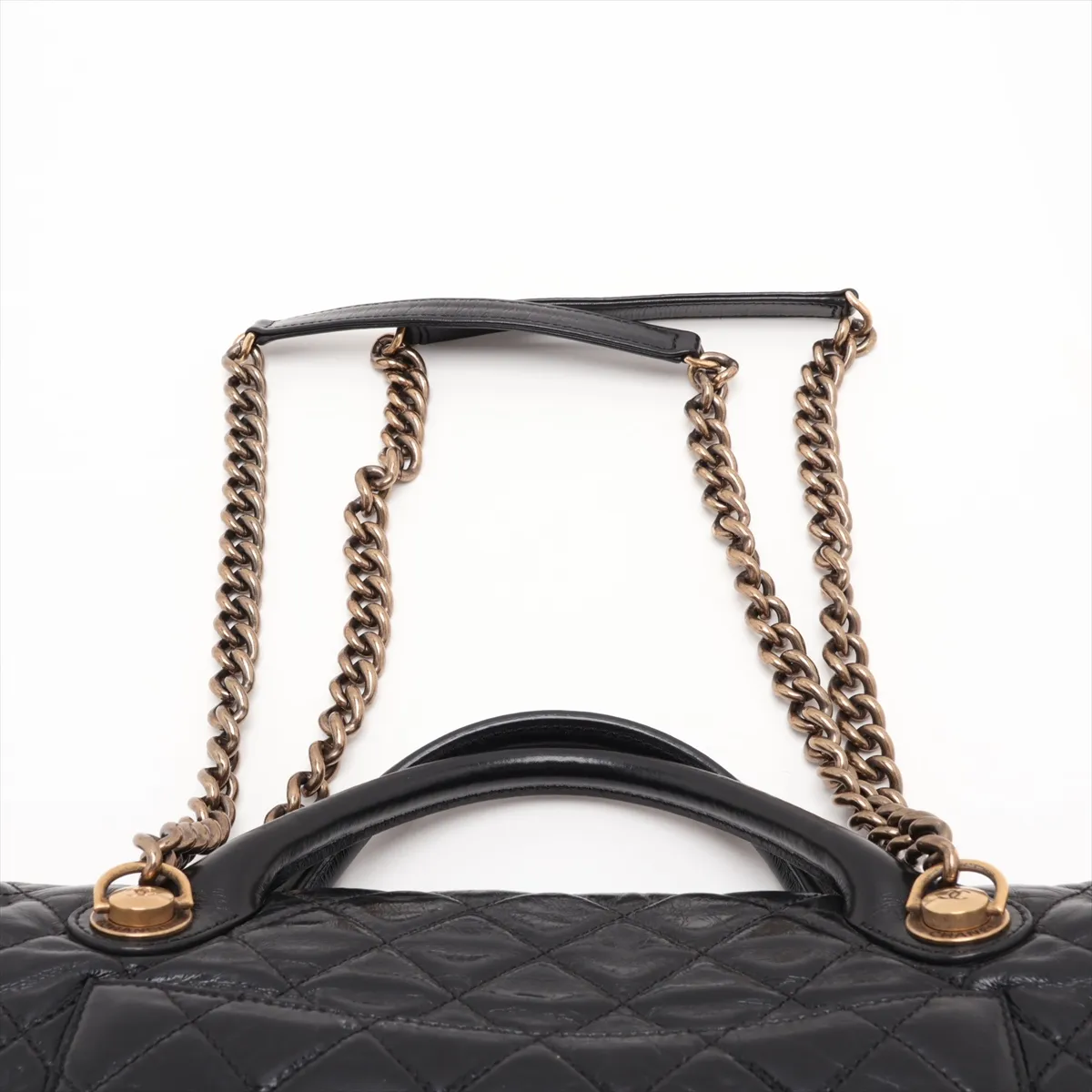 Matelassé Vintage Calfskin 2-Way Handbag, Black with Gold Hardware, Item Number 18246639 (Serial Number 18) — view 8
