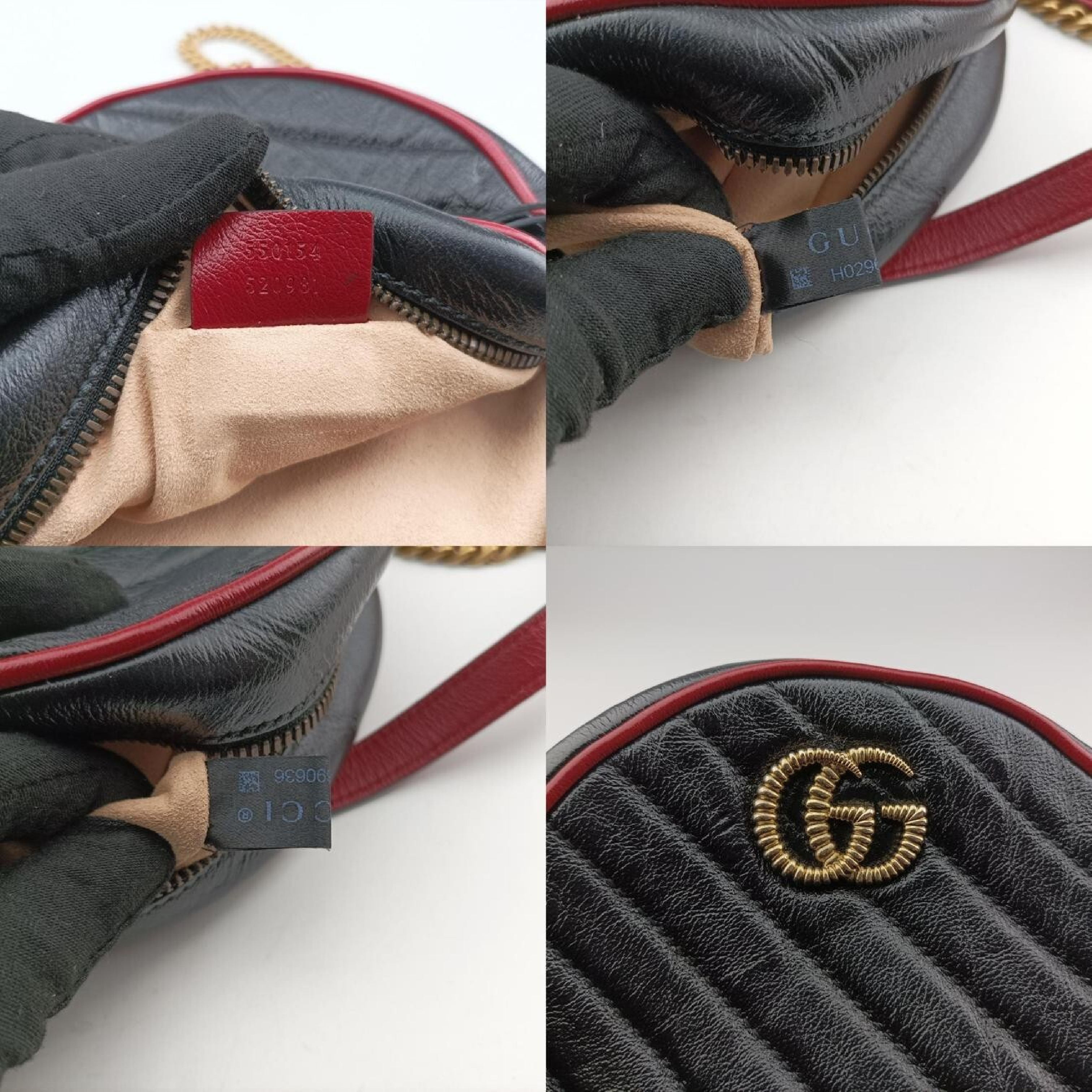 GG Marmont Black x Red Leather Shoulder Bag 550154 H029690636 — view 8