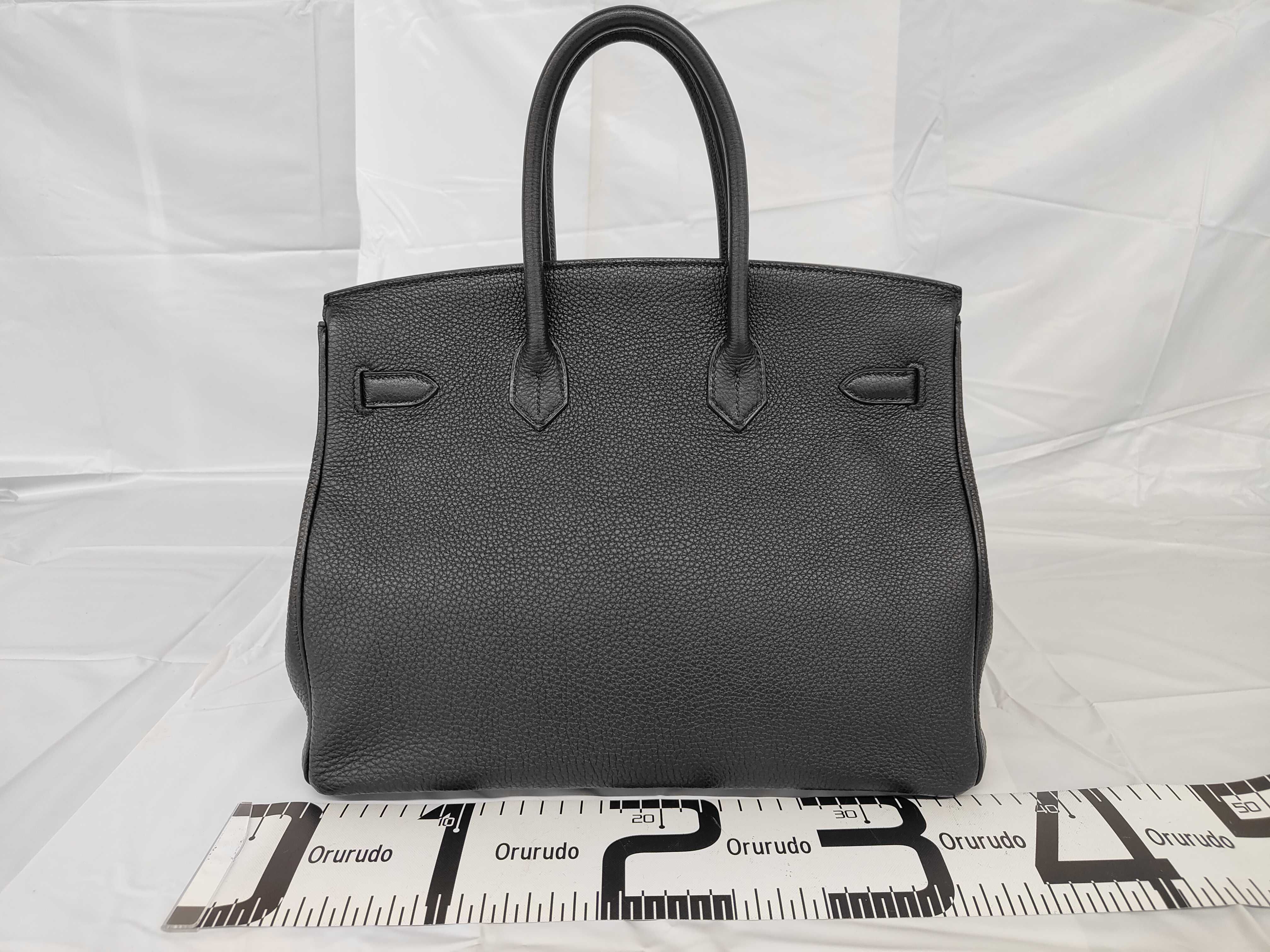 Birkin 35 Togo Black Silver Hardware Q Stamp Handbag — view 2