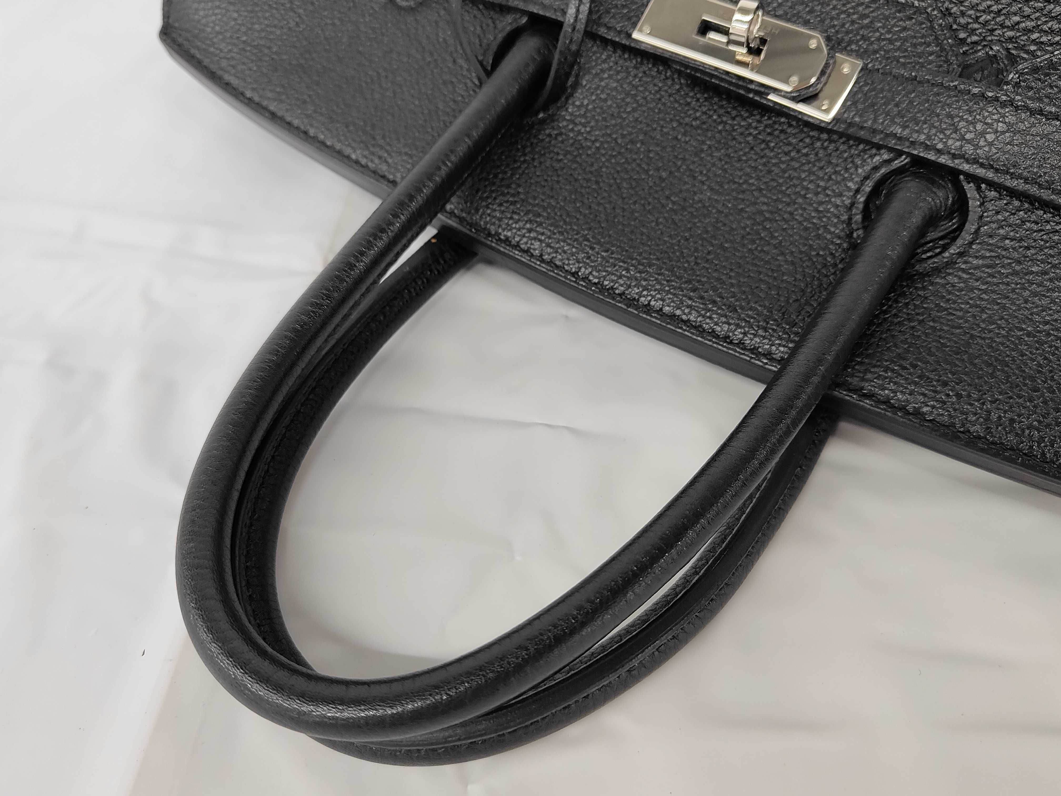 Birkin 35 Togo Black Silver Hardware Q Stamp Handbag — view 3