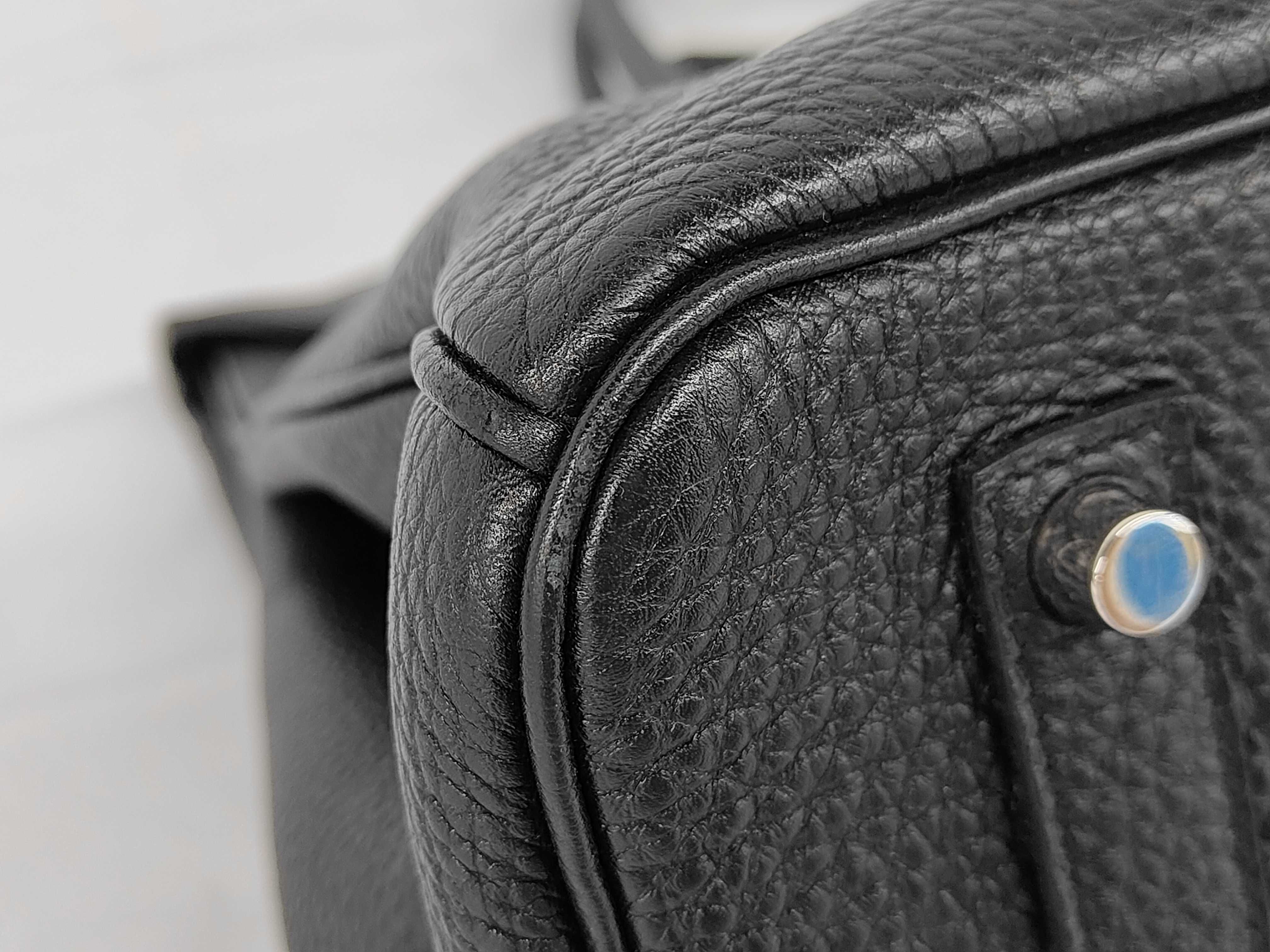 Birkin 35 Togo Black Silver Hardware Q Stamp Handbag — view 6