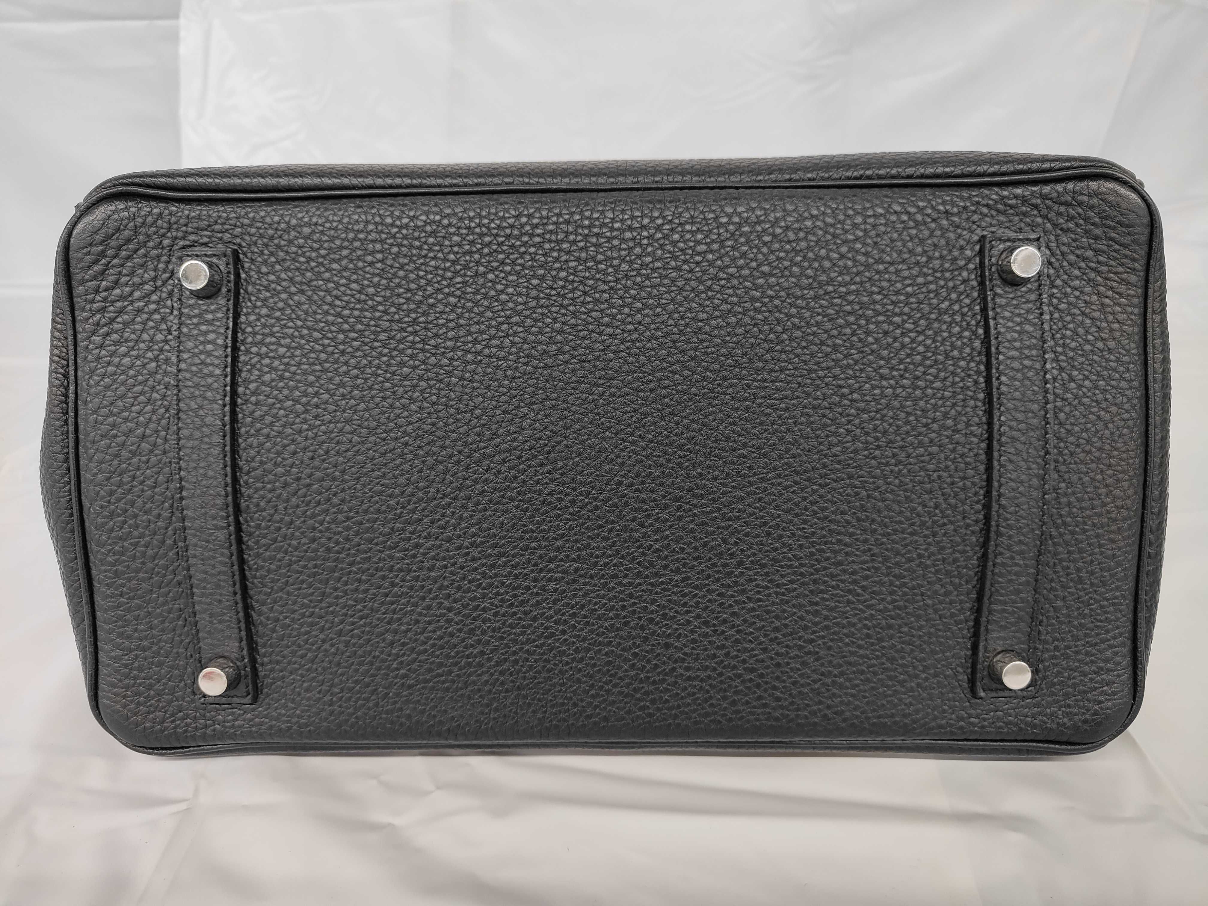 Birkin 35 Togo Black Silver Hardware Q Stamp Handbag — view 7