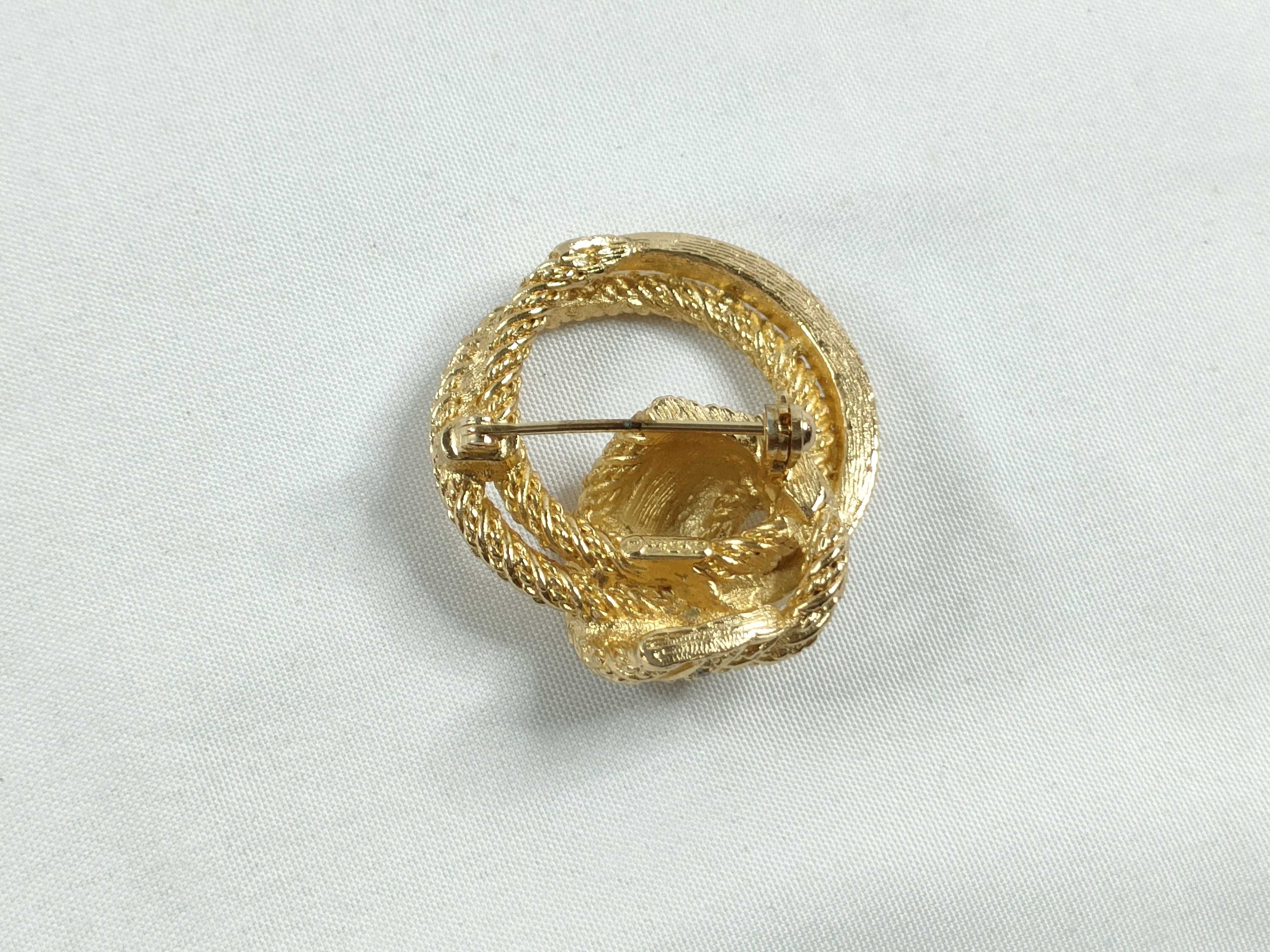 Christian brooch, rhinestone, gold brooch — view 2