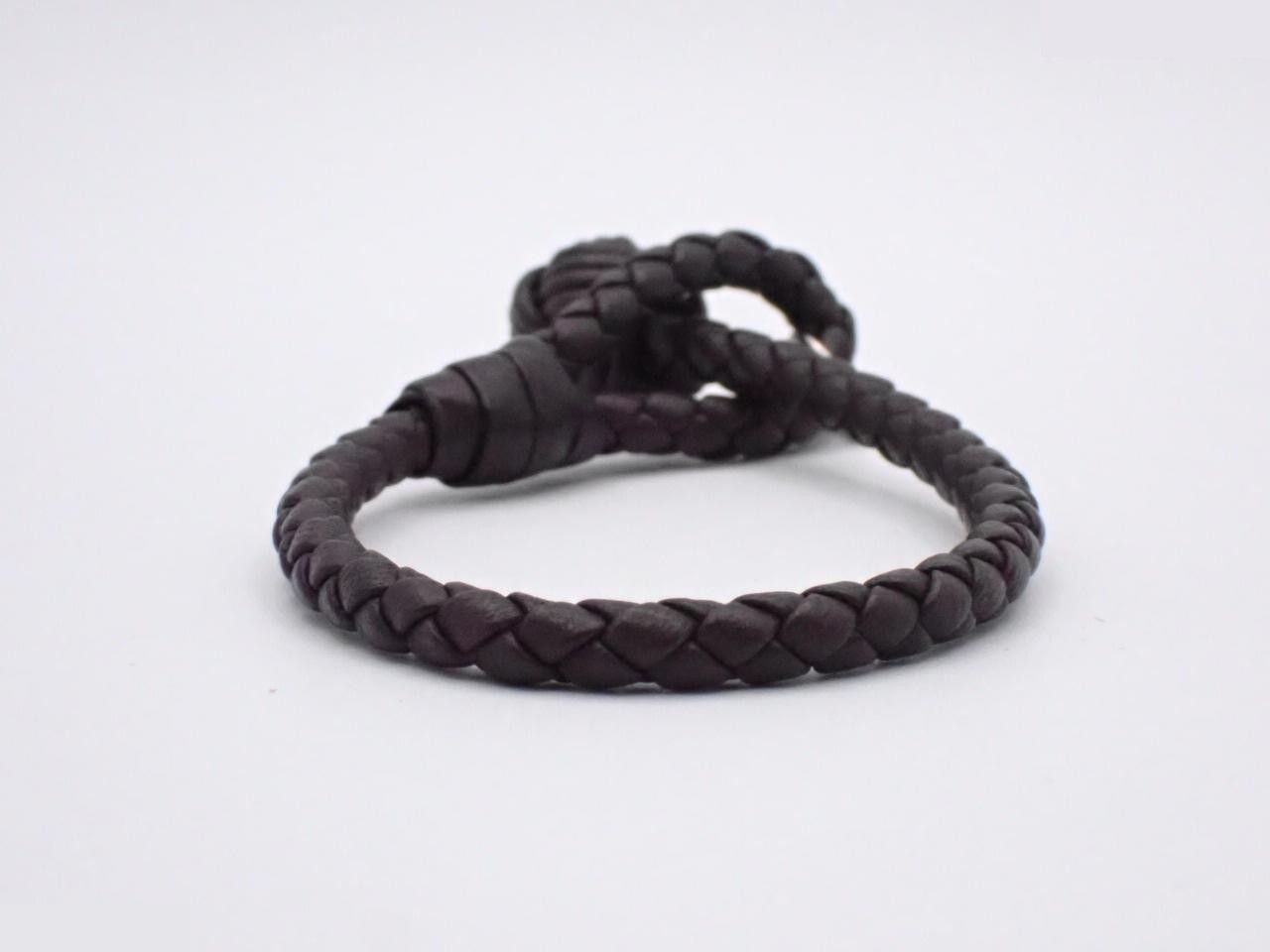 Intrecciato leather bracelet, dark brown, wrist circumference approximately 18cm