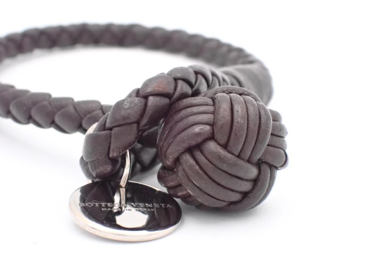 Intrecciato leather bracelet, dark brown, wrist circumference approximately 18cm — view 3
