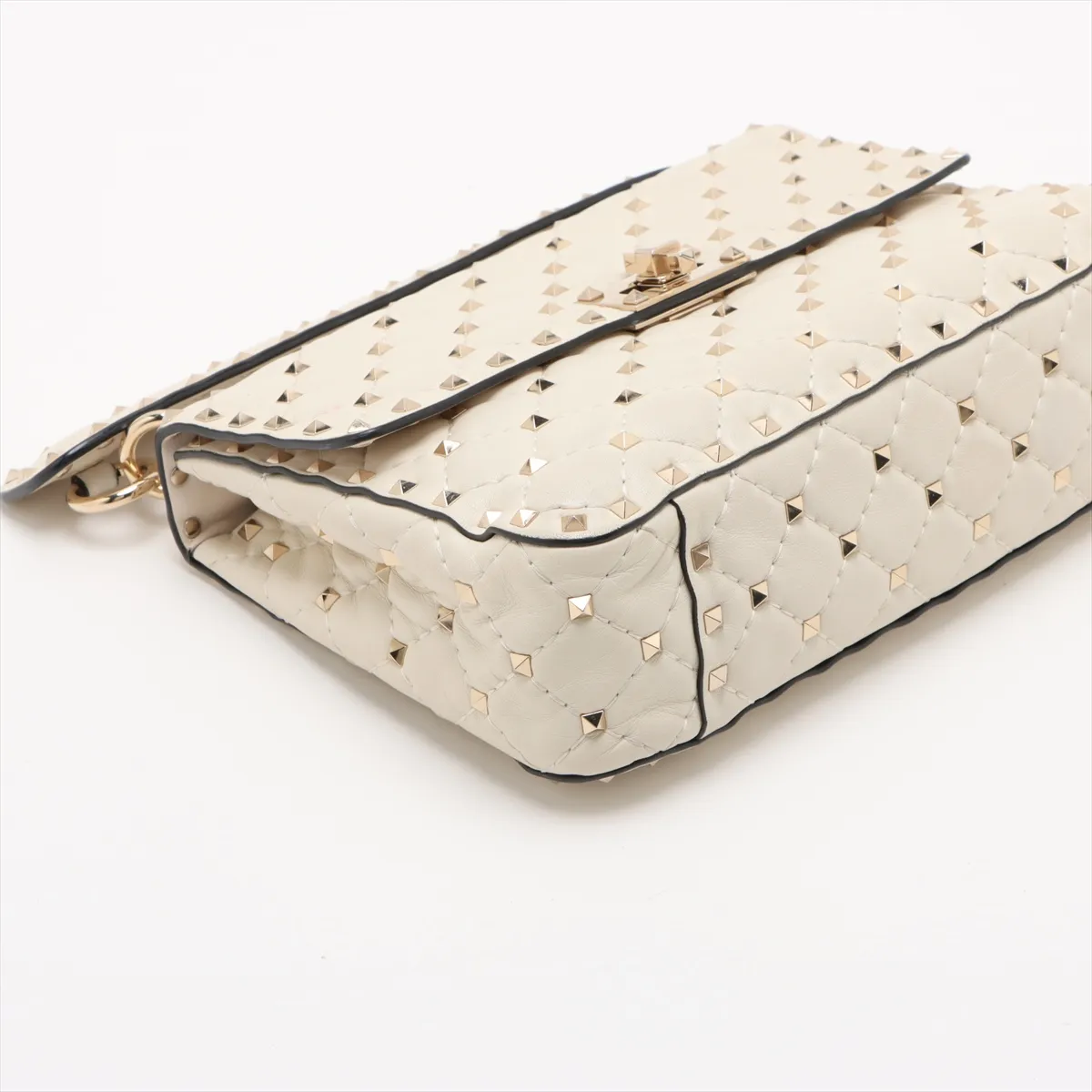 Rockstud Leather 2WAY Shoulder Bag White — view 4