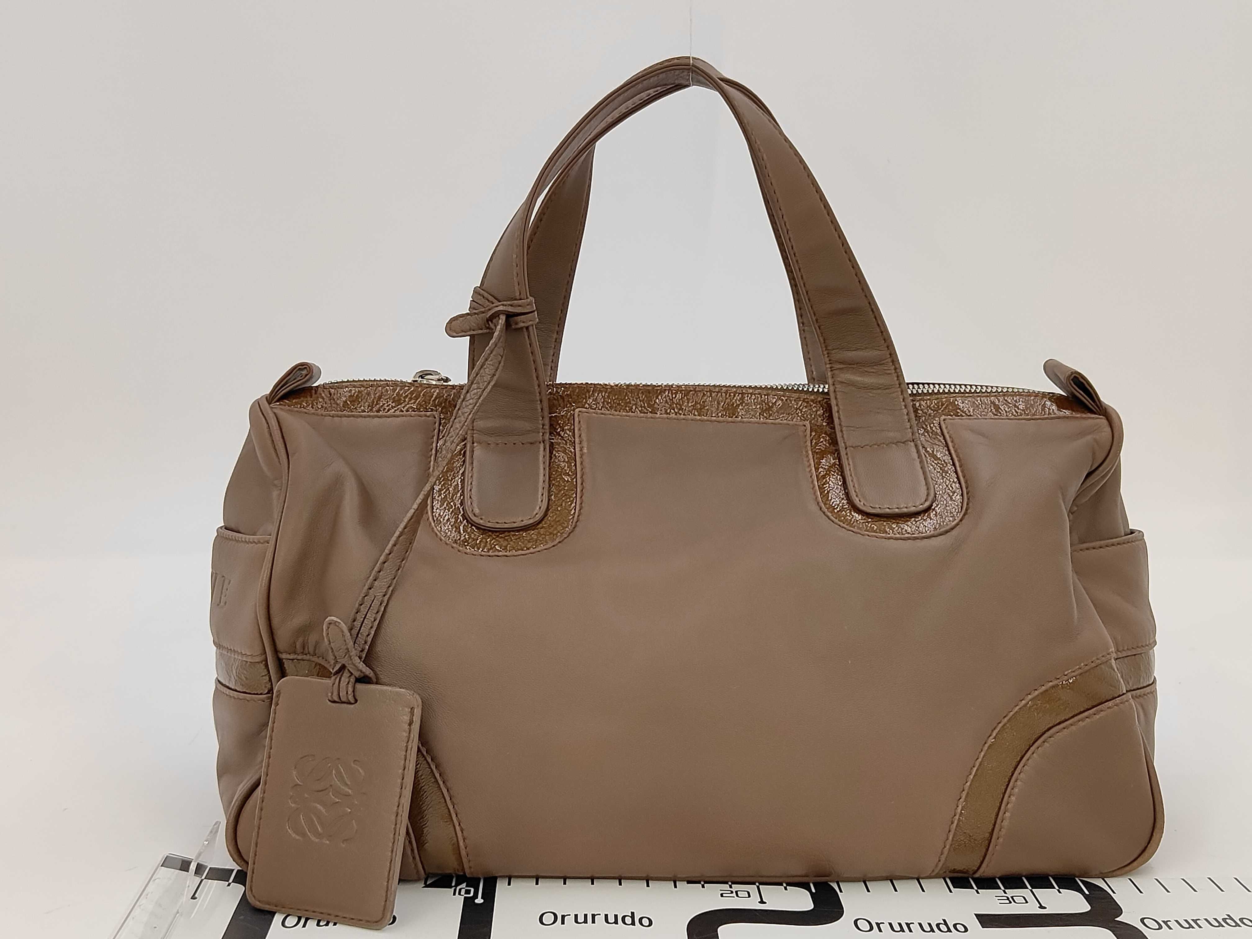 Anagram logo embossed nappa leather brown Boston bag — view 2