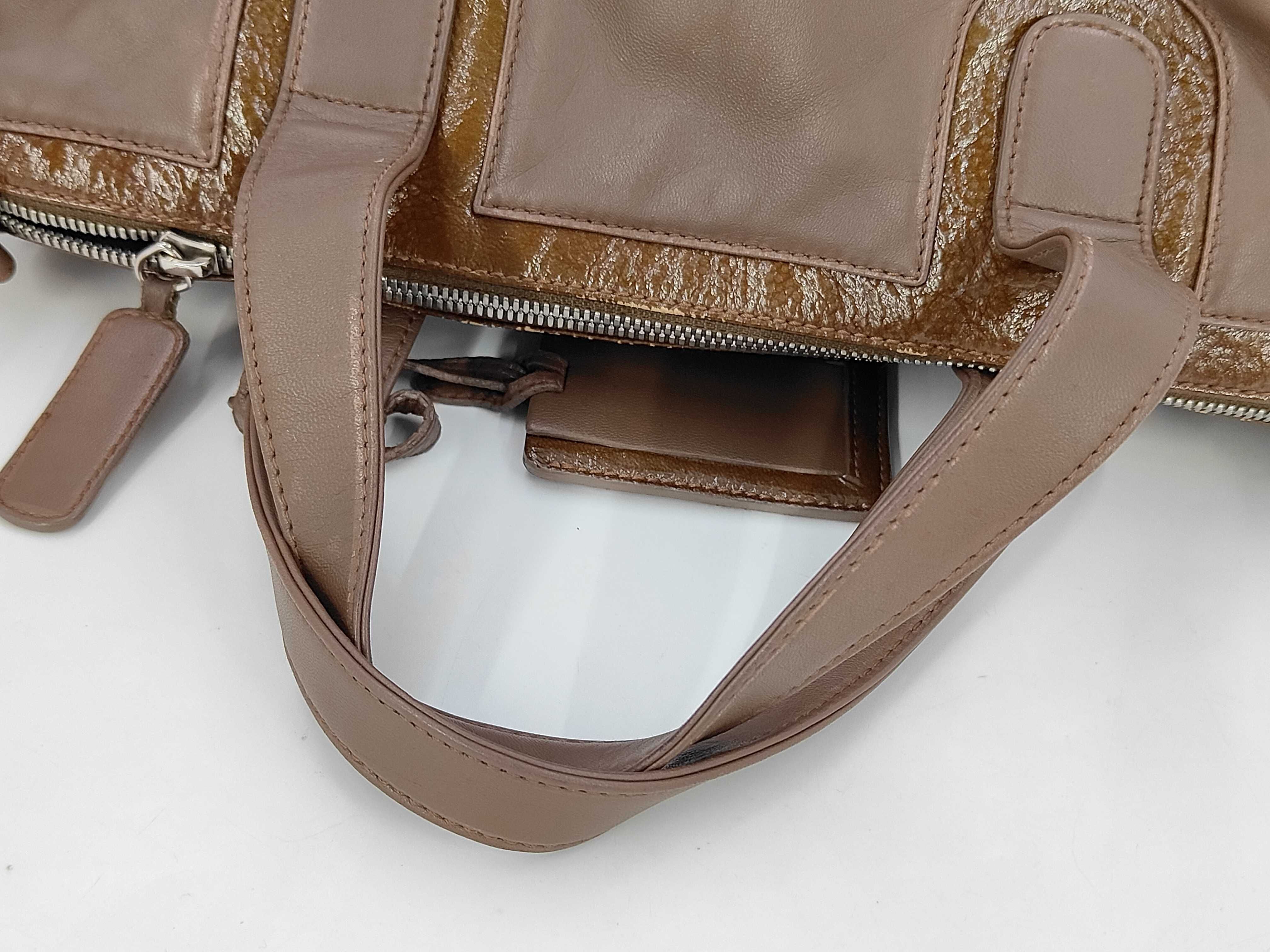 Anagram logo embossed nappa leather brown Boston bag — view 5
