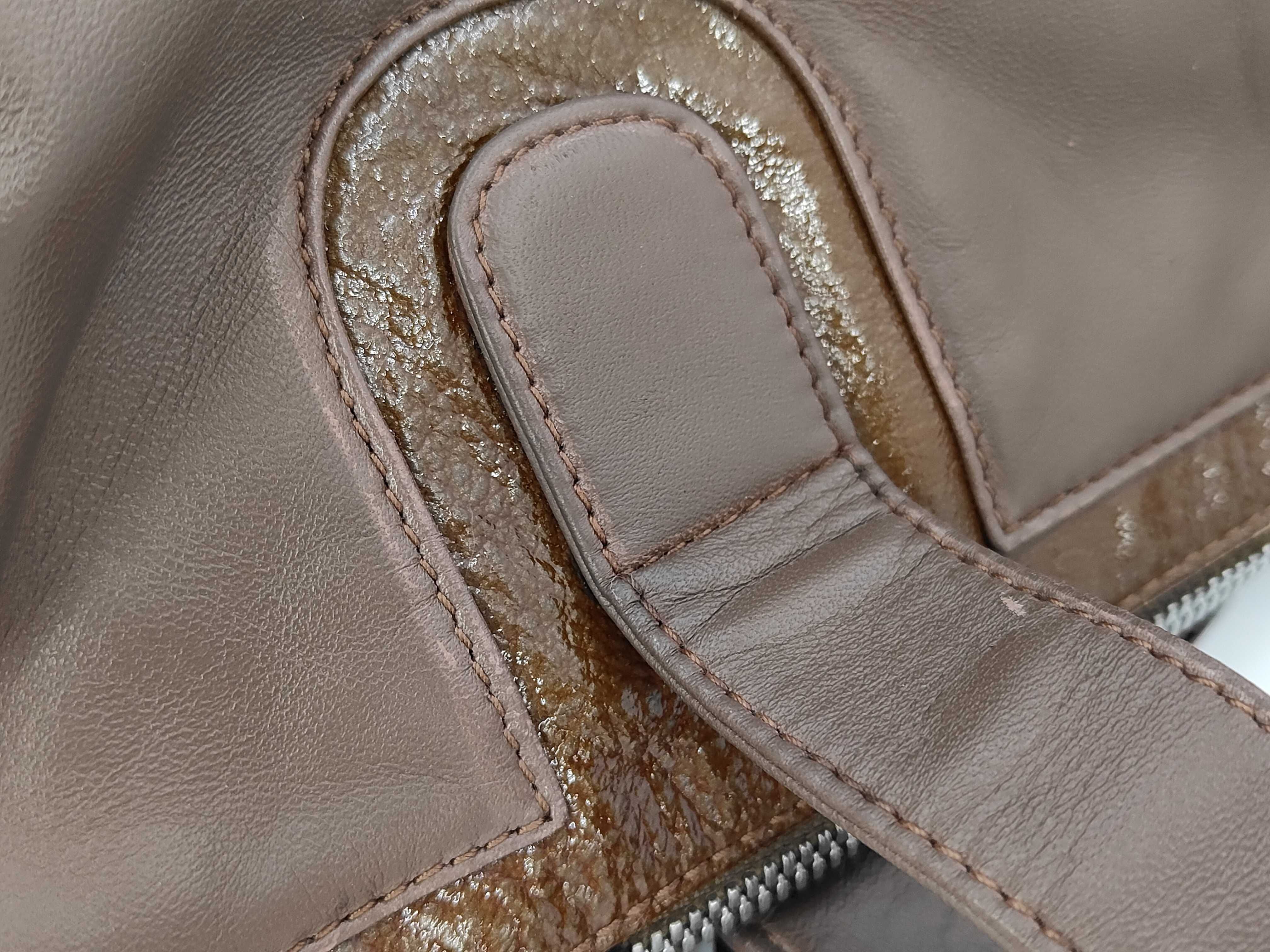 Anagram logo embossed nappa leather brown Boston bag — view 7