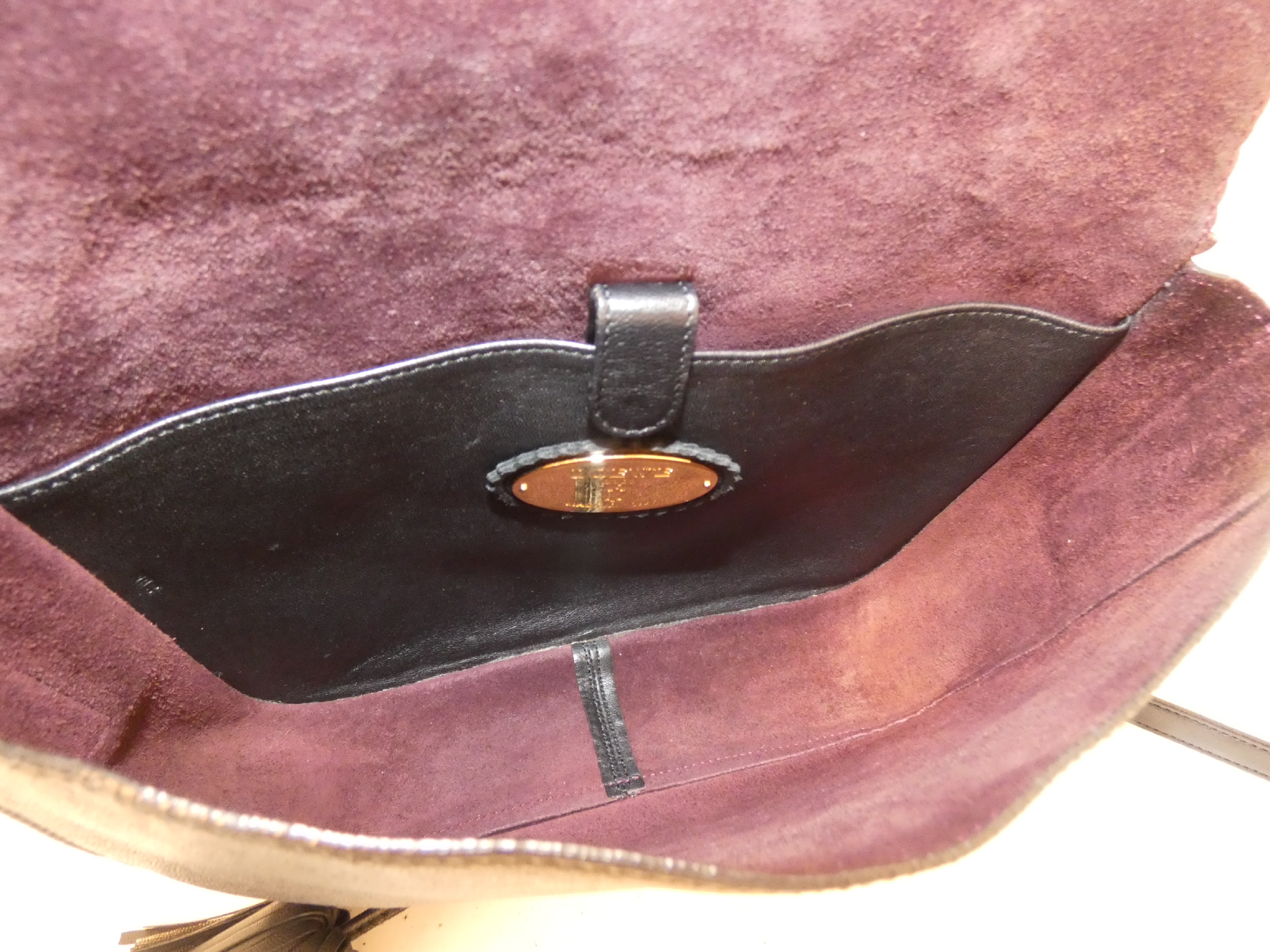 Anagram Fringe Black Leather Shoulder Bag — view 11