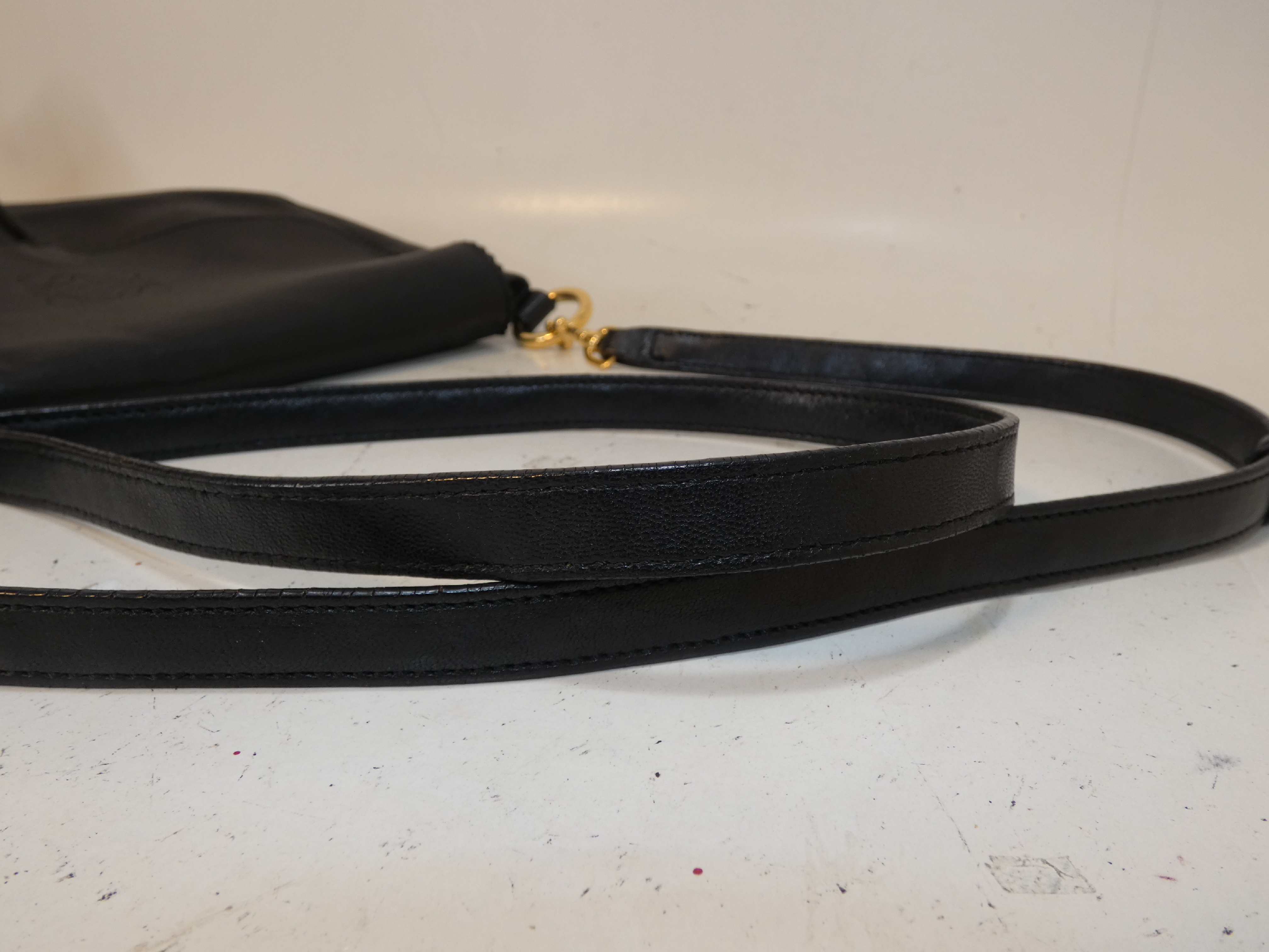 Anagram Fringe Black Leather Shoulder Bag — view 4