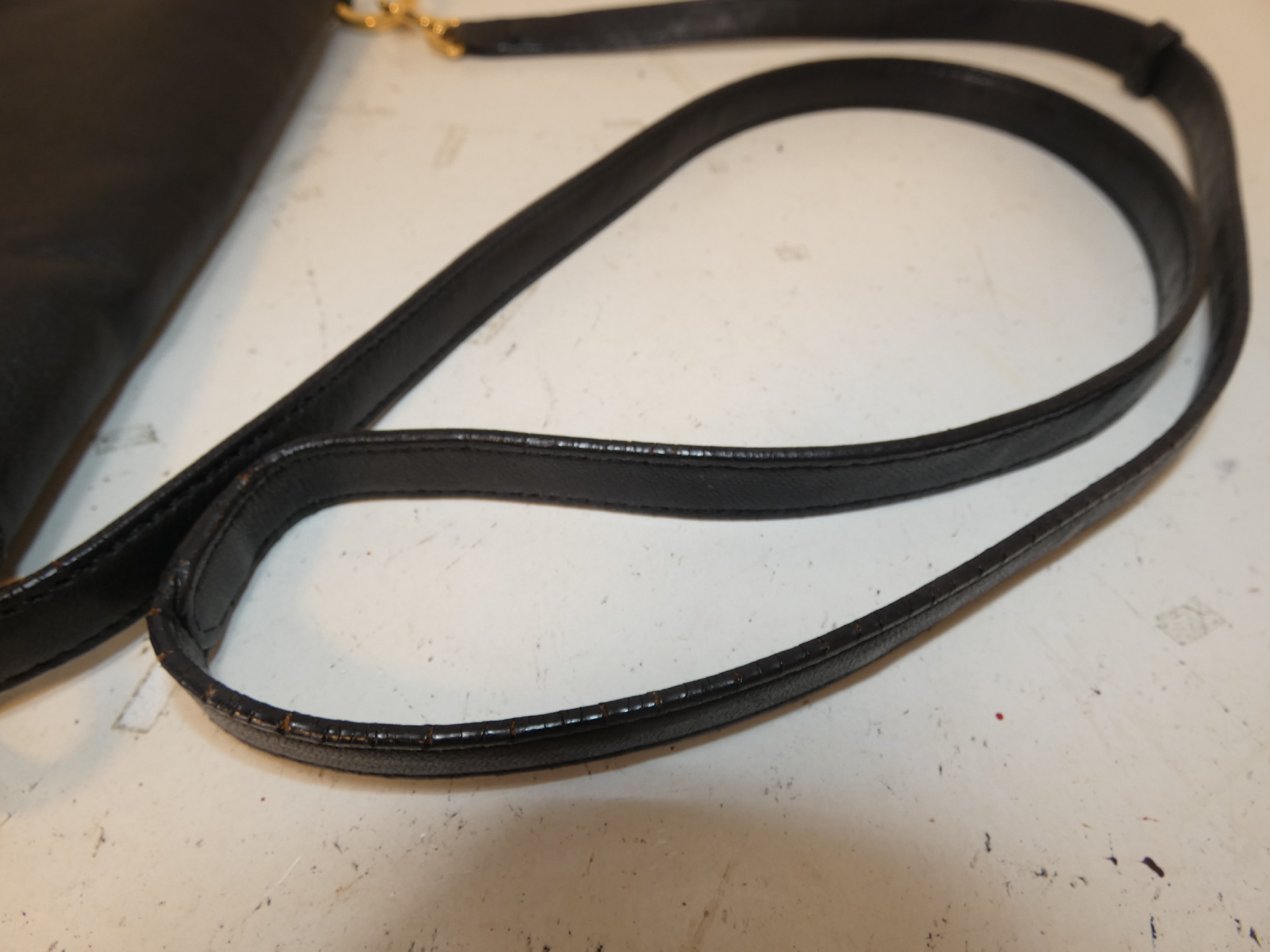 Anagram Fringe Black Leather Shoulder Bag — view 5