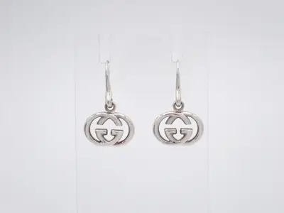Interlocking G Silver Earrings, 925 Sterling Silver, 7.6g