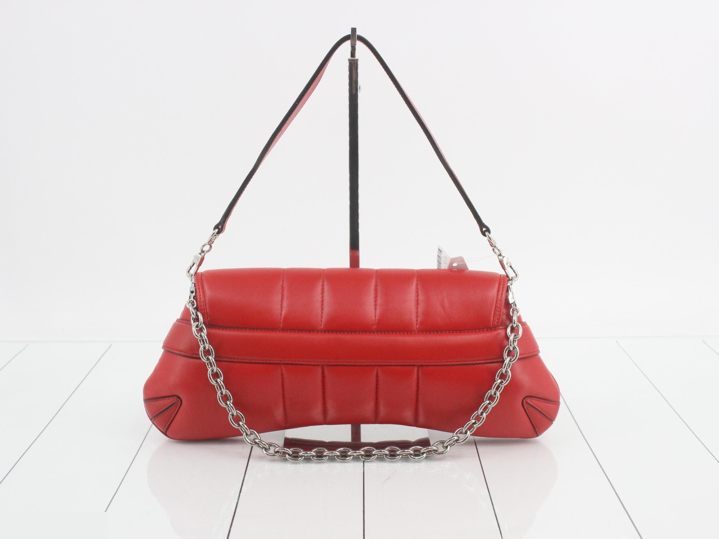 Horsebit 2-Way Chain Shoulder Bag, Red, 764255 — view 2
