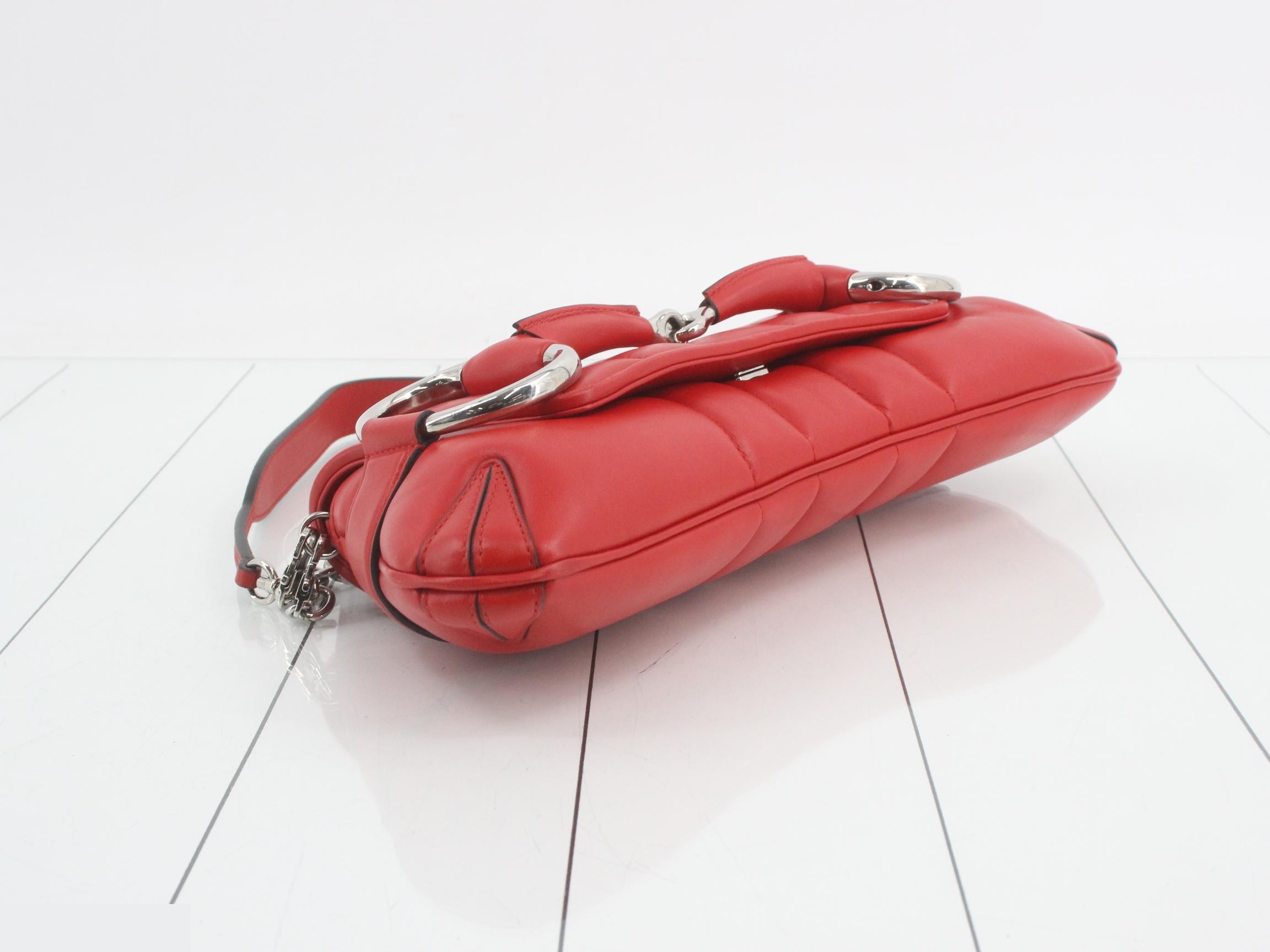 Horsebit 2-Way Chain Shoulder Bag, Red, 764255 — view 5