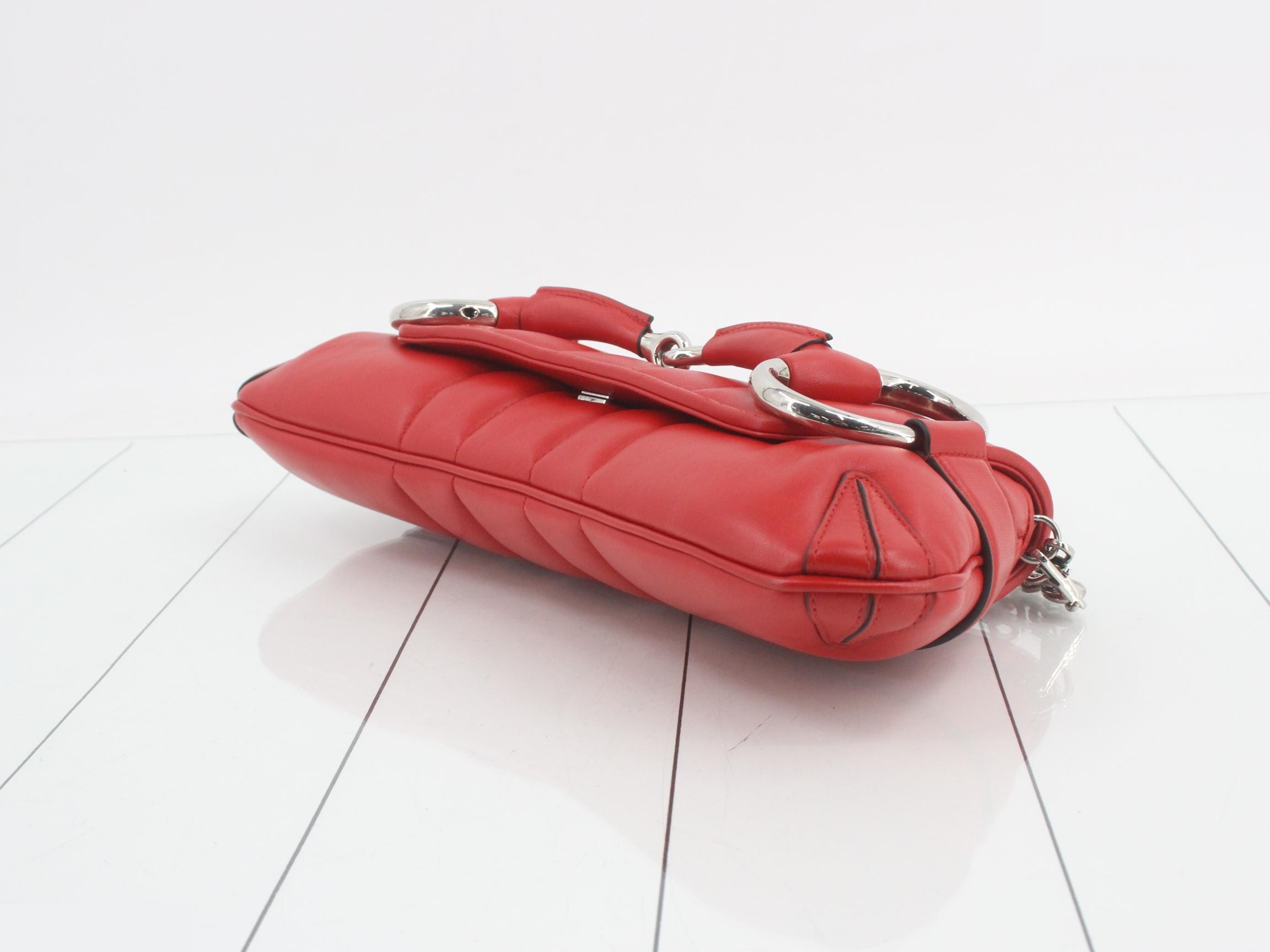 Horsebit 2-Way Chain Shoulder Bag, Red, 764255 — view 6