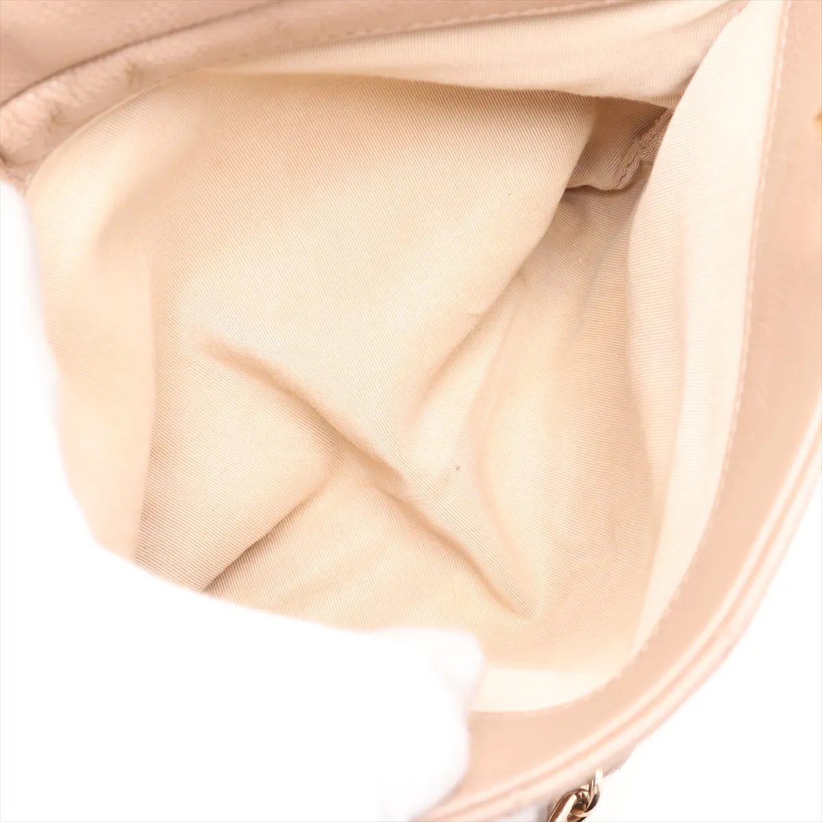 PTT Caviar Skin Chain Shoulder Bag, Beige with Gold Hardware, 7843642, Series 7 — view 11