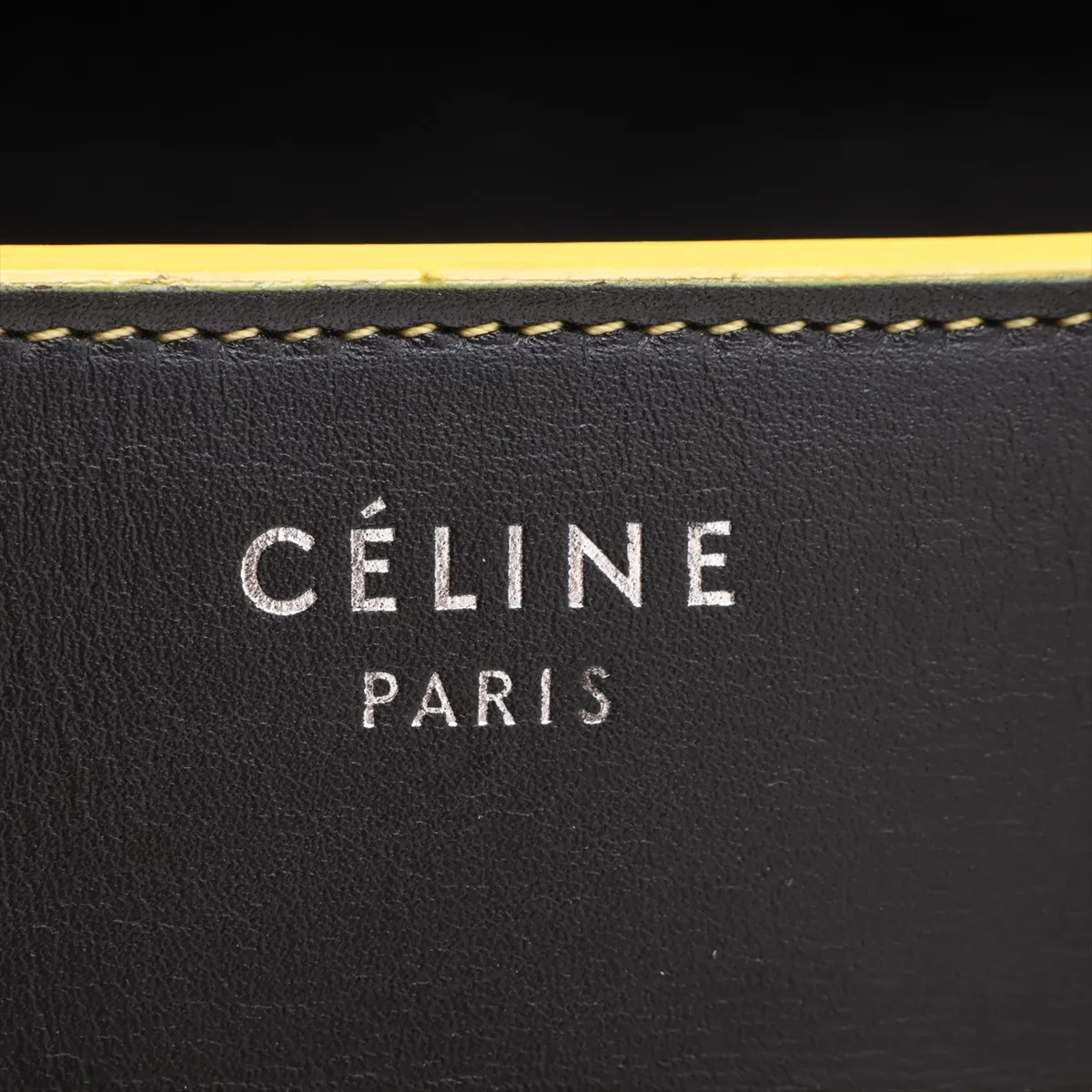Luggage Micro Shopper Leather Handbag, Black x Yellow — view 12
