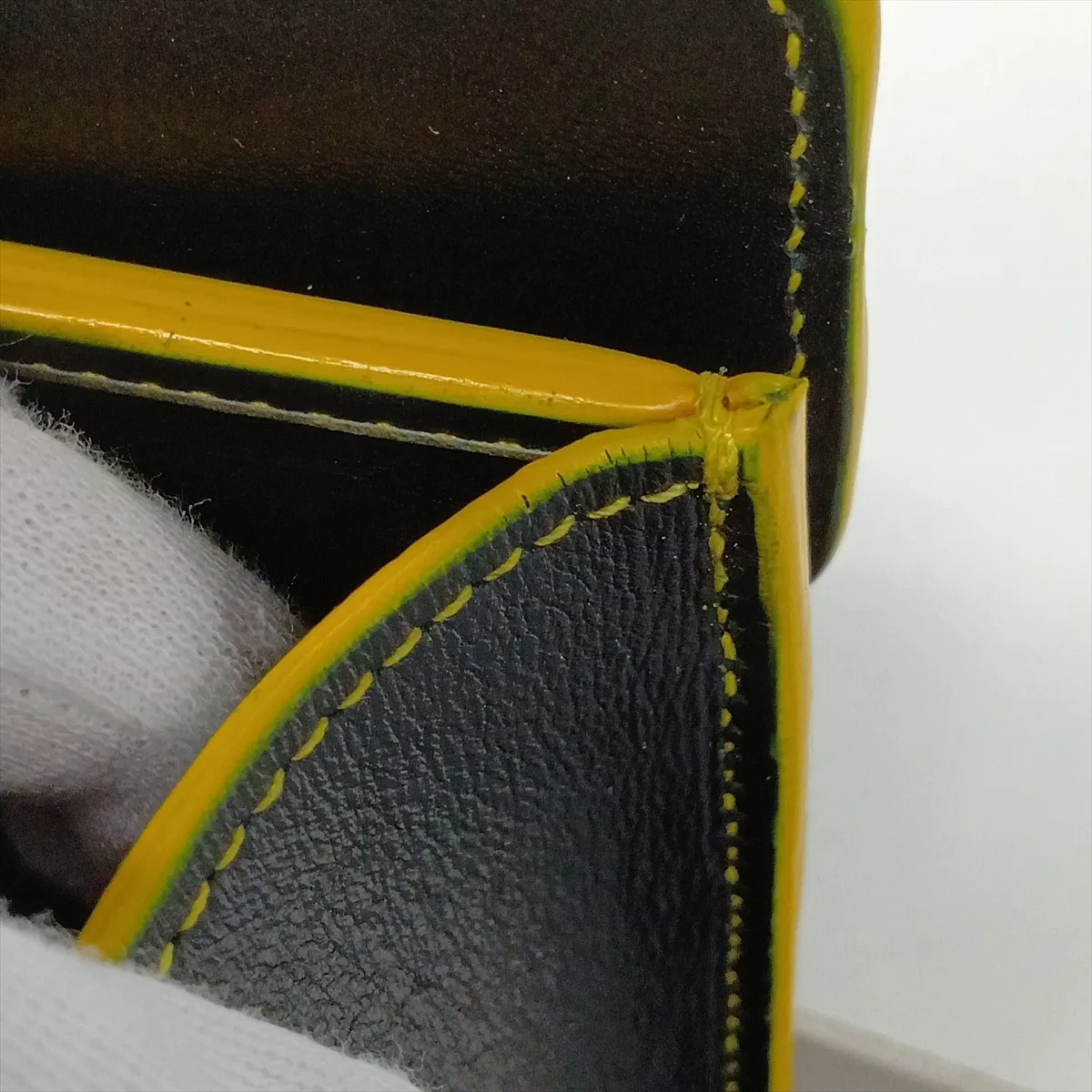 Luggage Micro Shopper Leather Handbag, Black x Yellow — view 14