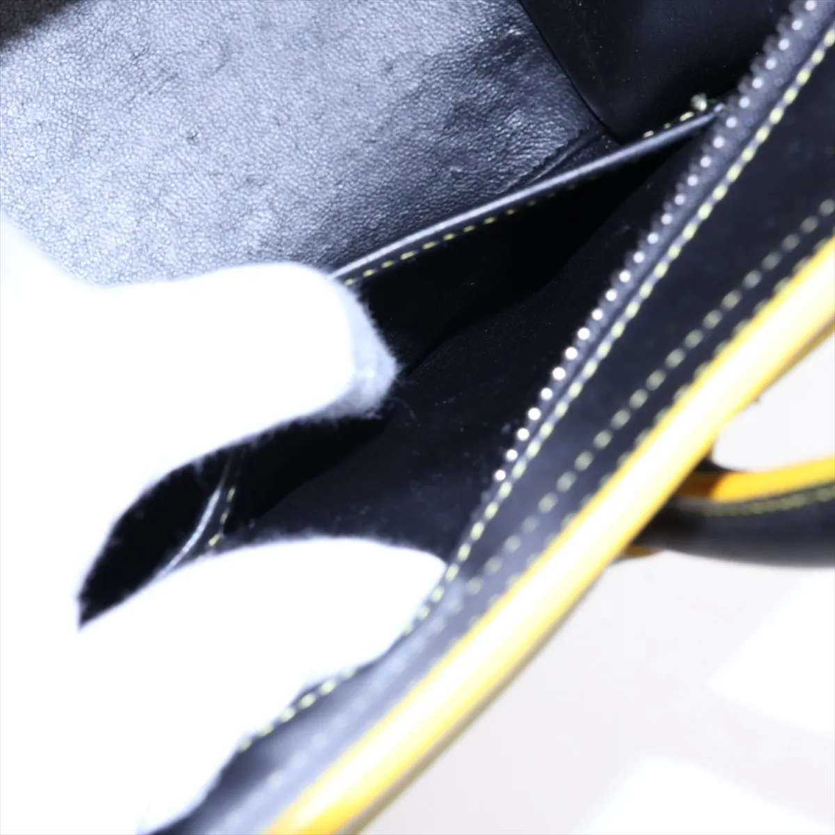 Luggage Micro Shopper Leather Handbag, Black x Yellow — view 10