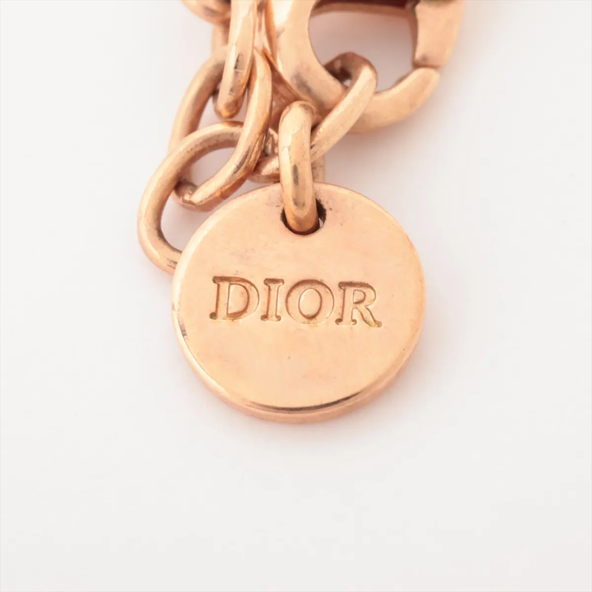 CD Navy Necklace, GP x Rhinestone, Gold, — view 4