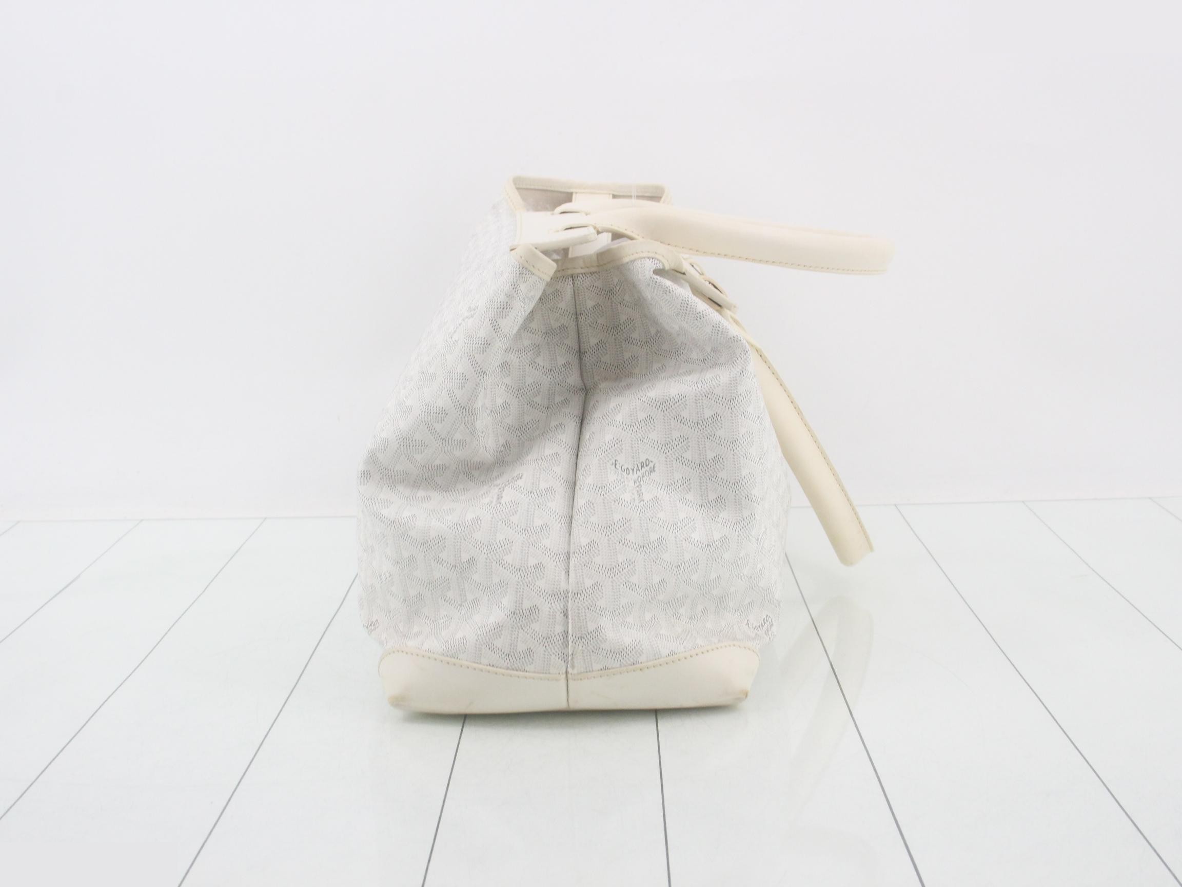 Persian Goyardine PVC/Leather Tote Bag, White — view 3