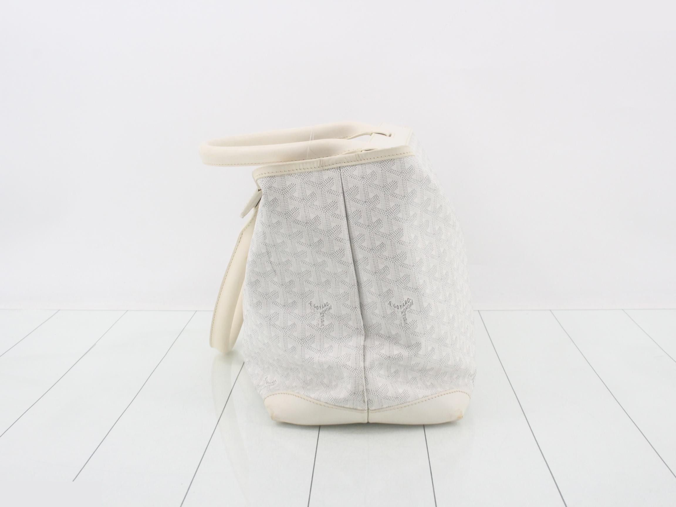 Persian Goyardine PVC/Leather Tote Bag, White — view 4