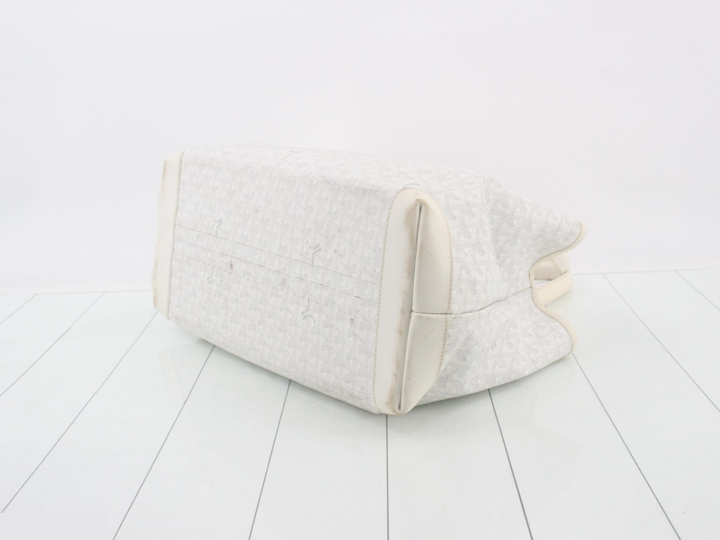 Persian Goyardine PVC/Leather Tote Bag, White — view 6