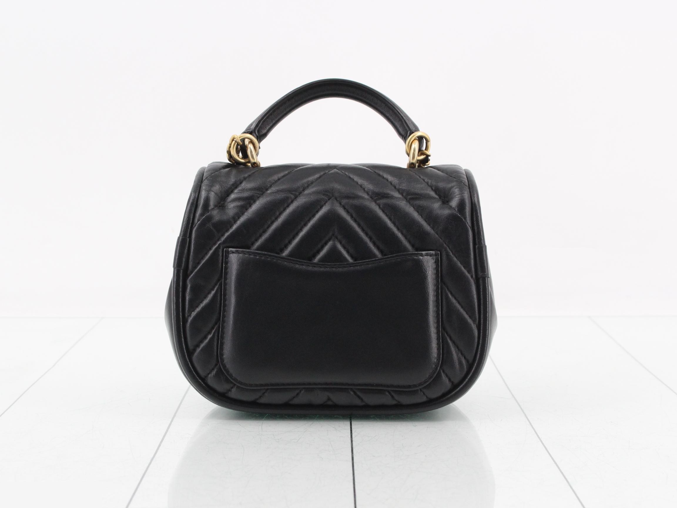 Lambskin V-stitch 2-way shoulder bag, black, gold hardware, serial number 24. — view 2