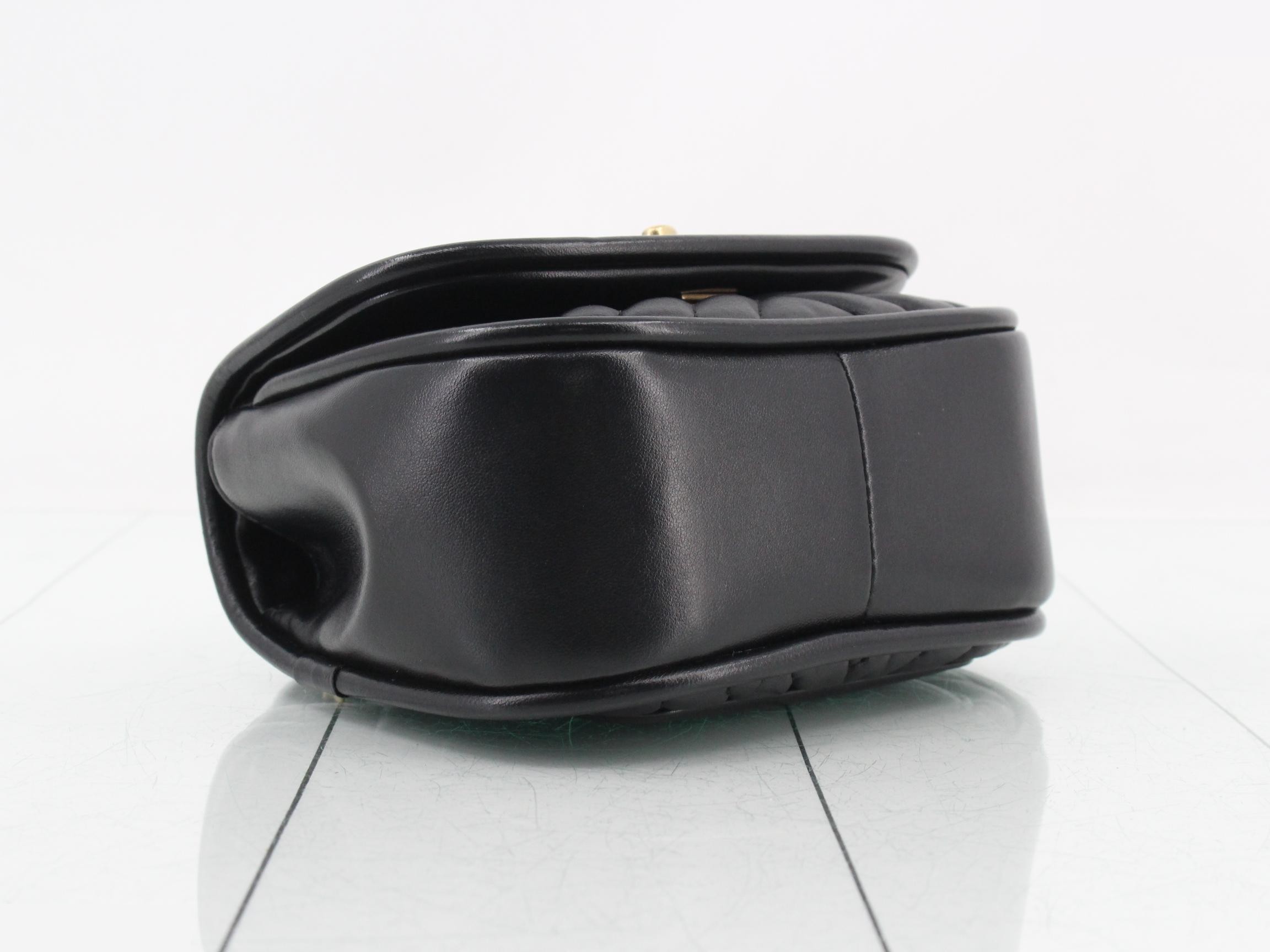 Lambskin V-stitch 2-way shoulder bag, black, gold hardware, serial number 24. — view 5