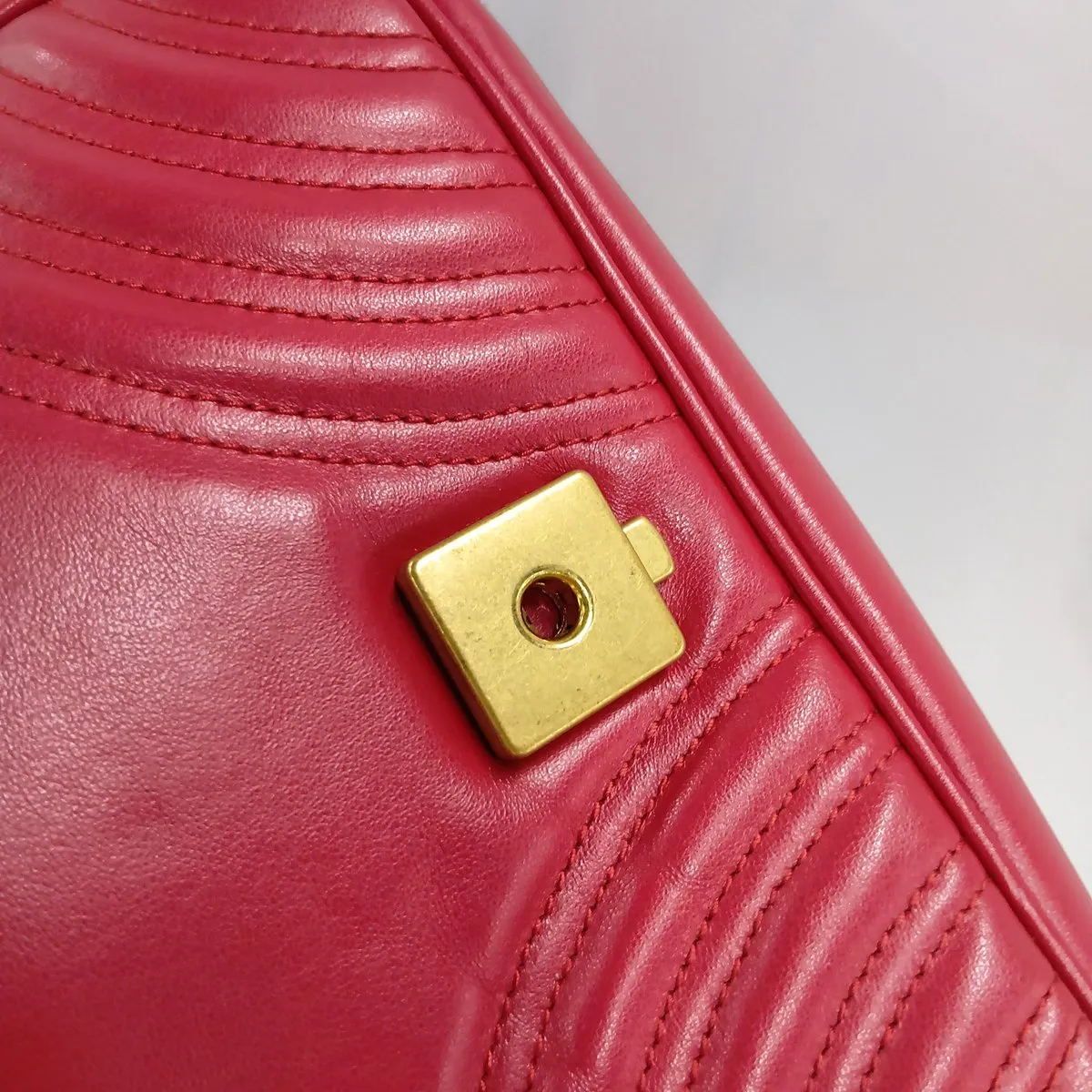 GG Marmont Leather Chain Shoulder Bag, Red, 446744 — view 11
