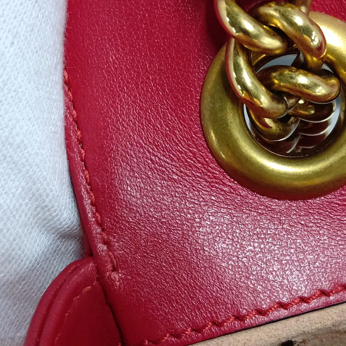 GG Marmont Leather Chain Shoulder Bag, Red, 446744 — view 14