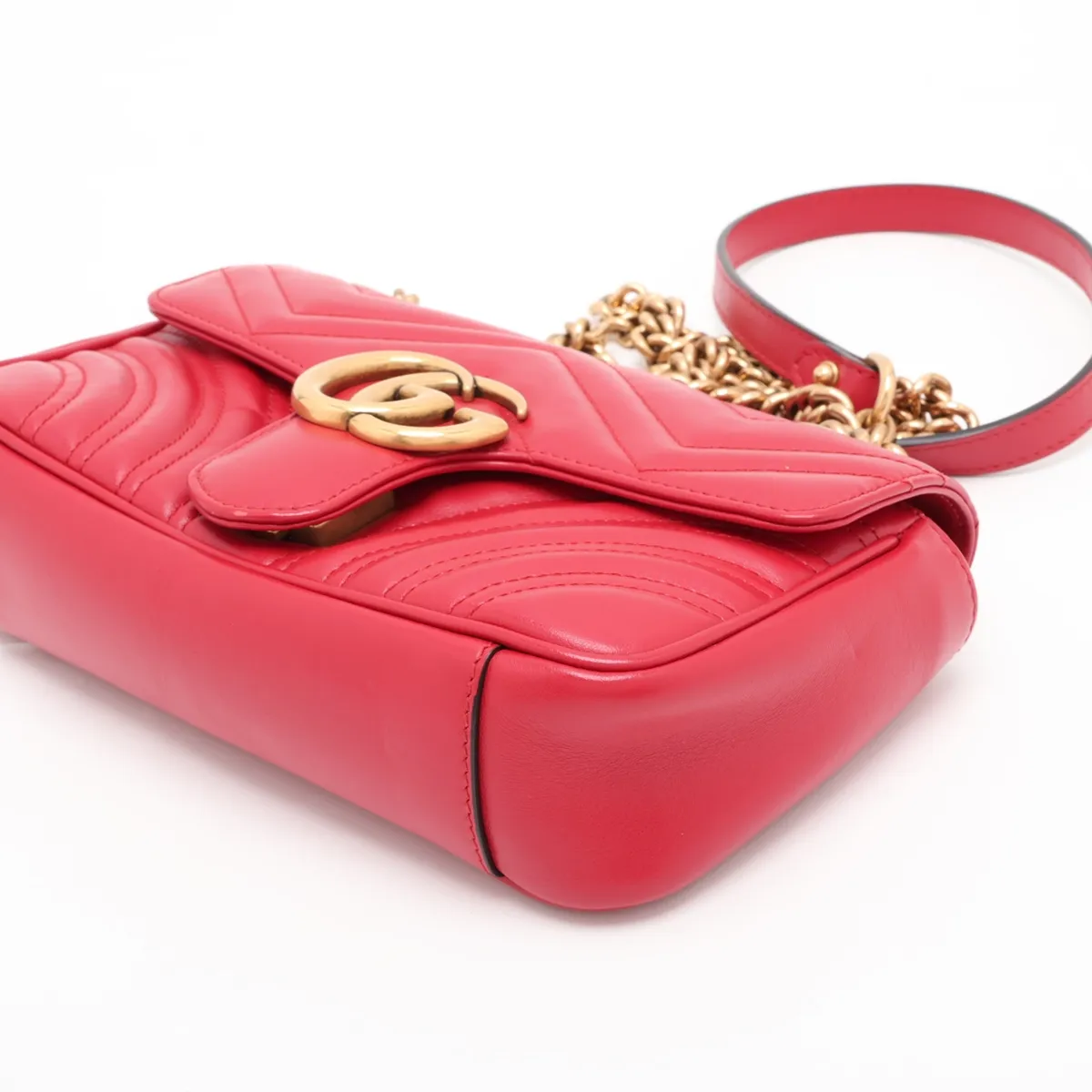 GG Marmont Leather Chain Shoulder Bag, Red, 446744 — view 3