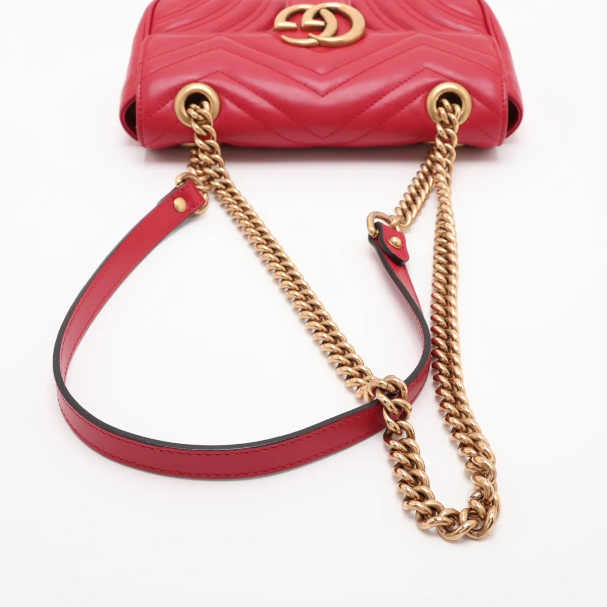 GG Marmont Leather Chain Shoulder Bag, Red, 446744 — view 5