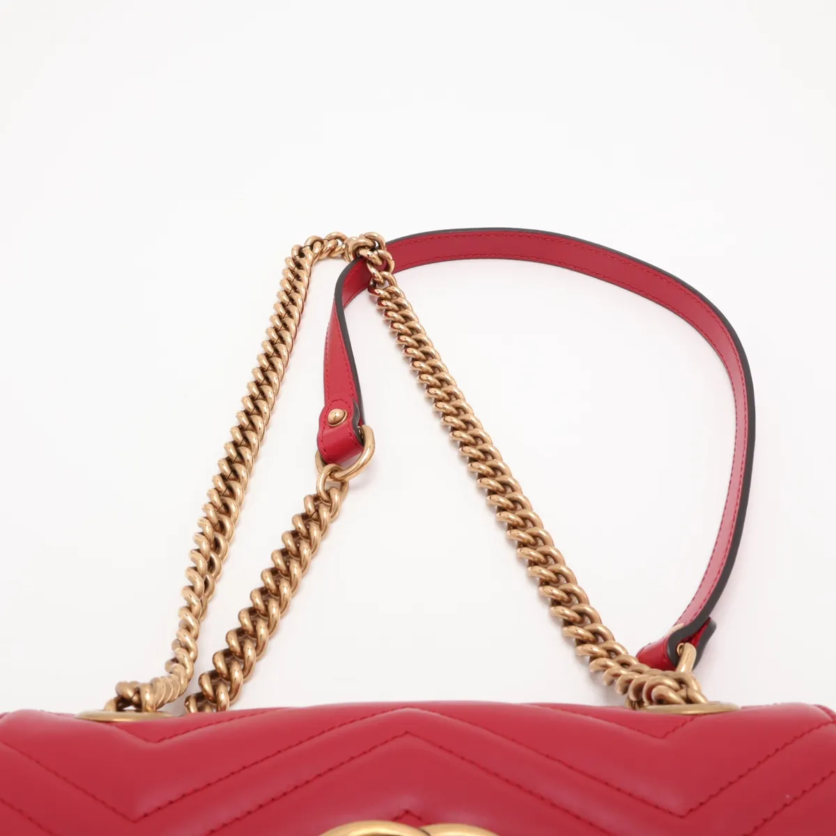 GG Marmont Leather Chain Shoulder Bag, Red, 446744 — view 6