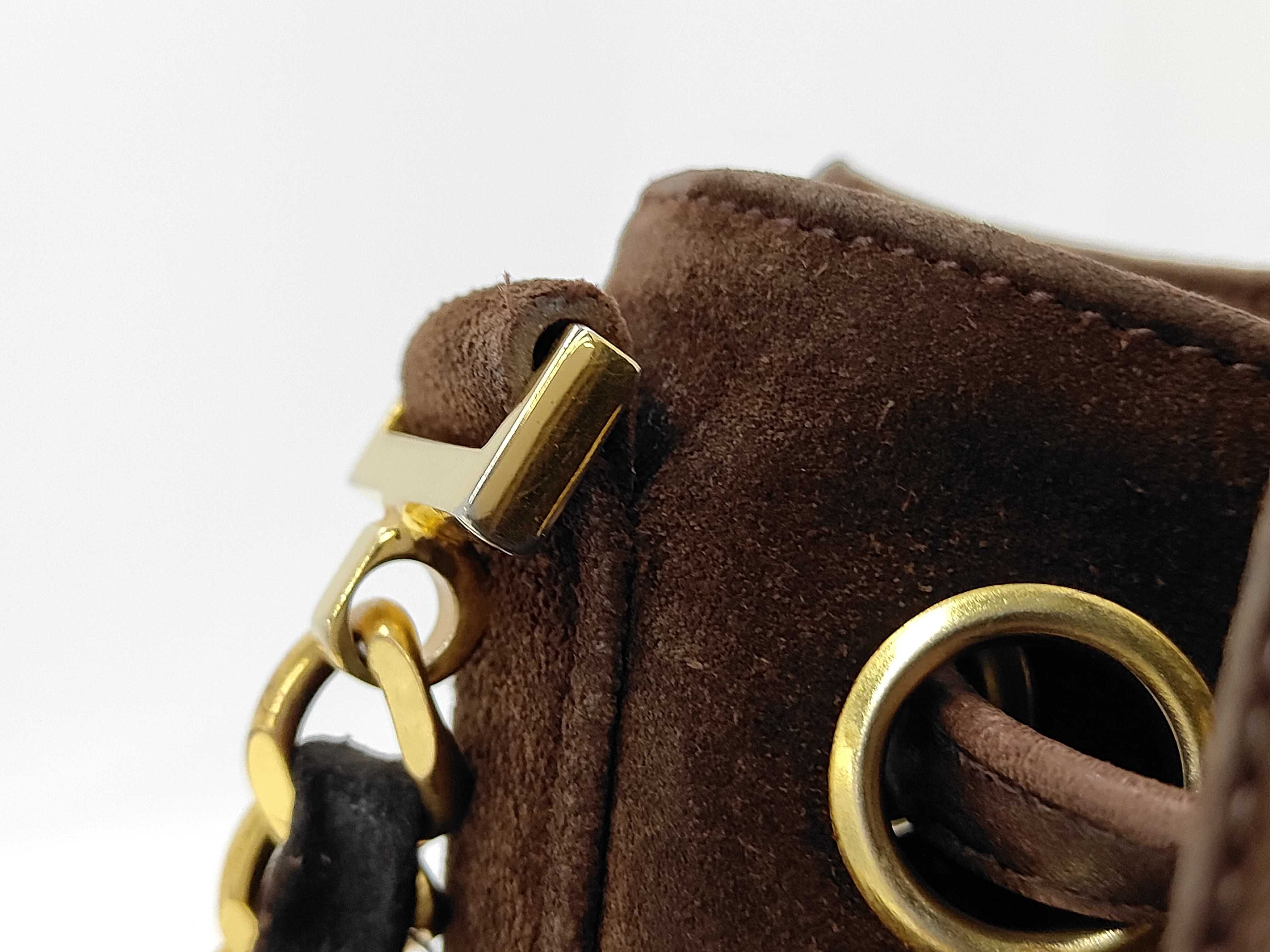 Coco Mark Drawstring One-Shoulder Suede Brown GP Shoulder Bag — view 3