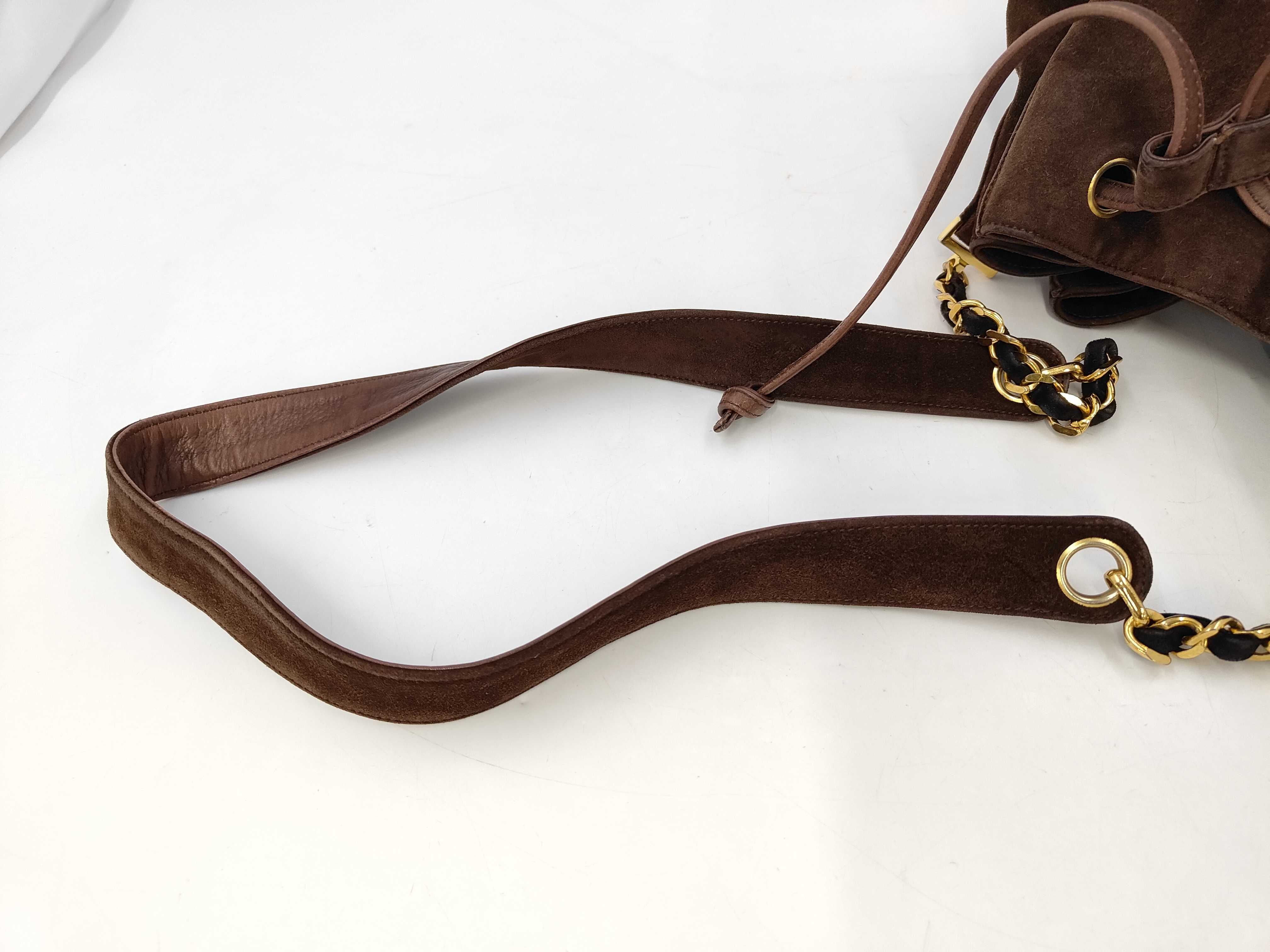 Coco Mark Drawstring One-Shoulder Suede Brown GP Shoulder Bag — view 5