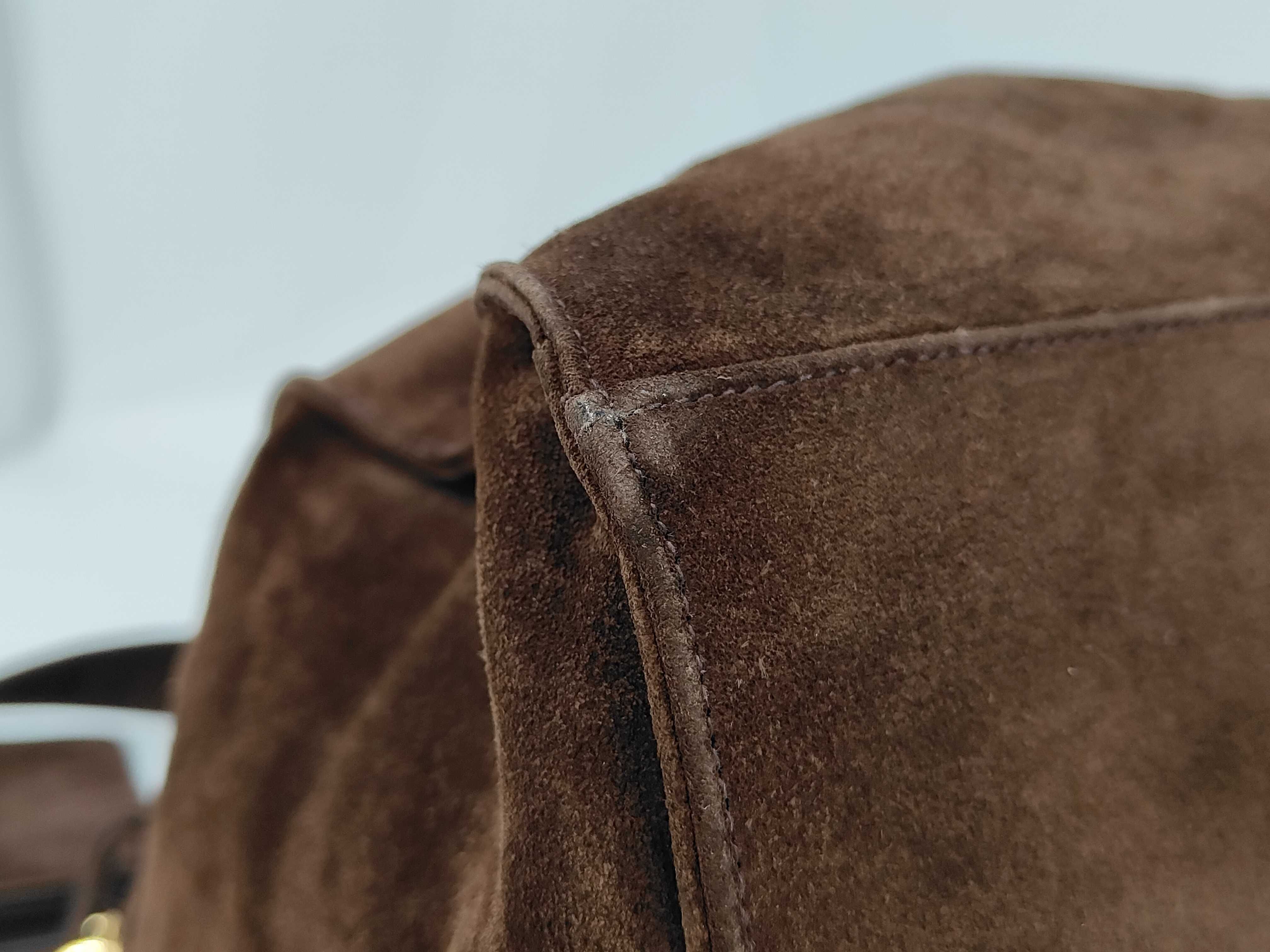 Coco Mark Drawstring One-Shoulder Suede Brown GP Shoulder Bag — view 7