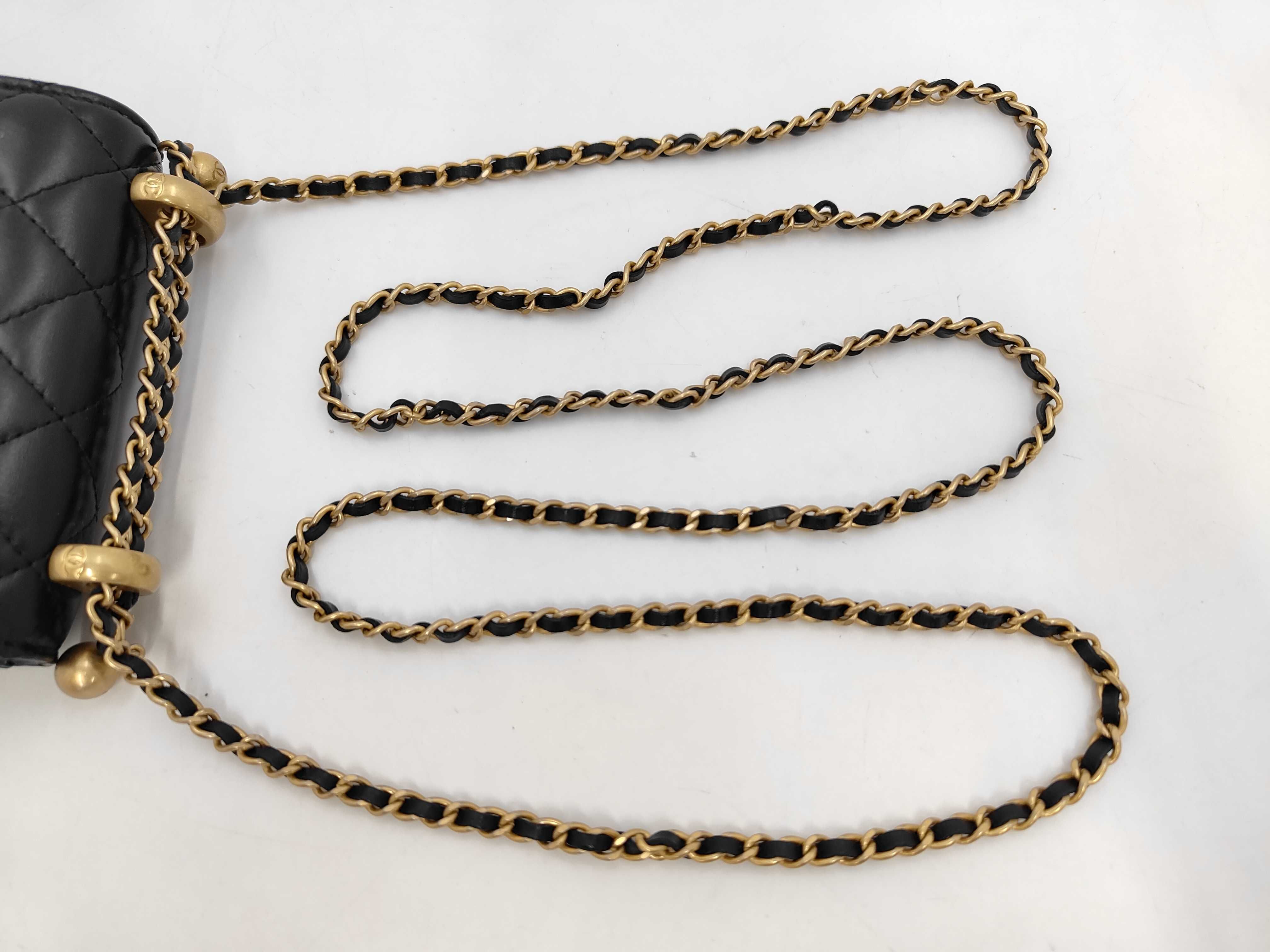 Mini Matelasse 17 Coco Ball Chain Shoulder Bag, Lambskin, Black, Gold Hardware. — view 5