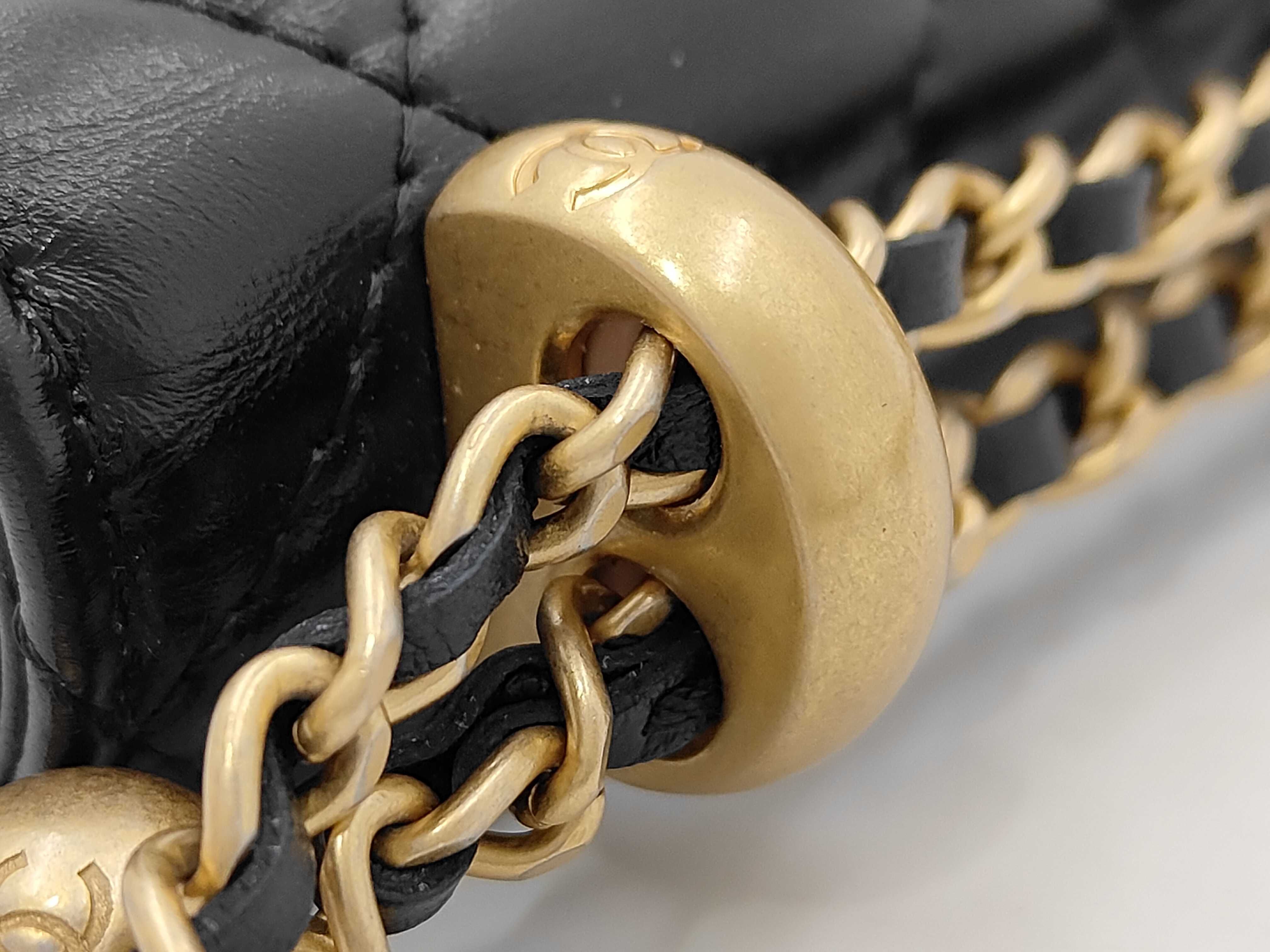 Mini Matelasse 17 Coco Ball Chain Shoulder Bag, Lambskin, Black, Gold Hardware. — view 7