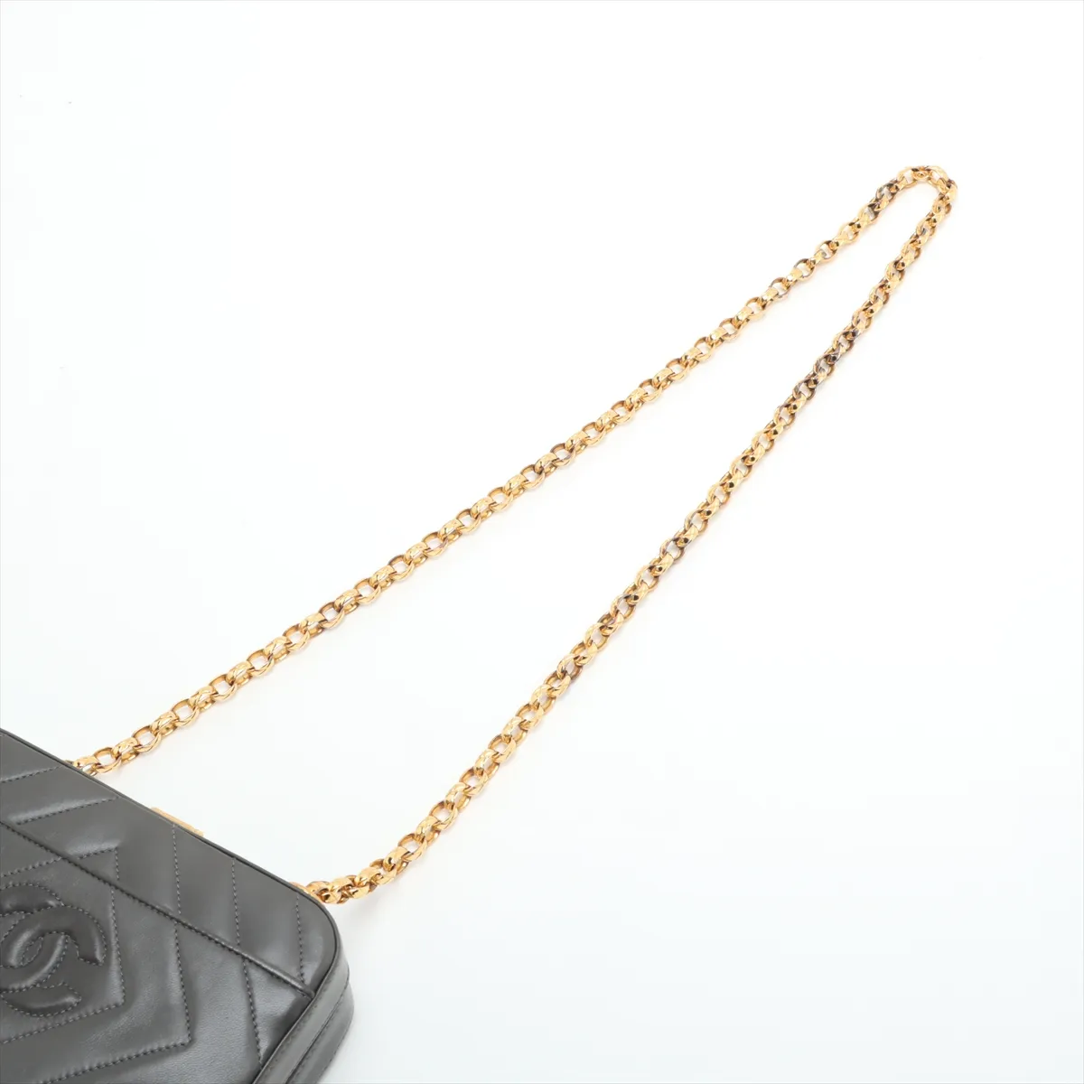 Diamond Stitch Lambskin Chain Shoulder Bag Clasp Gray Gold Hardware — view 5