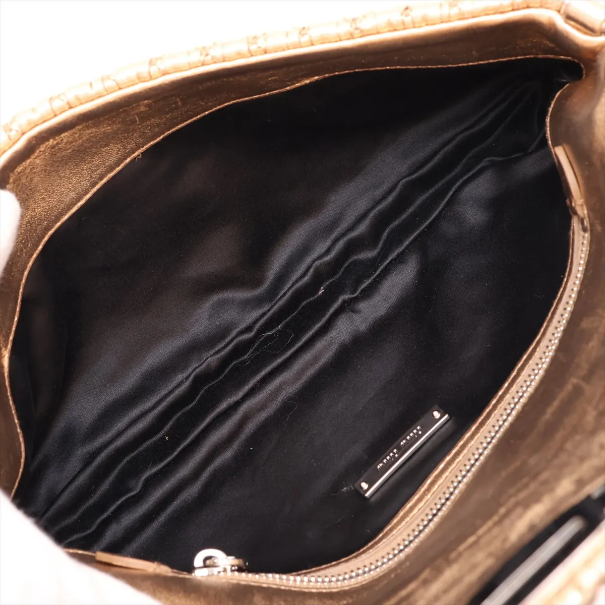 Matelassé Leather Shoulder Bag, Gold — view 6