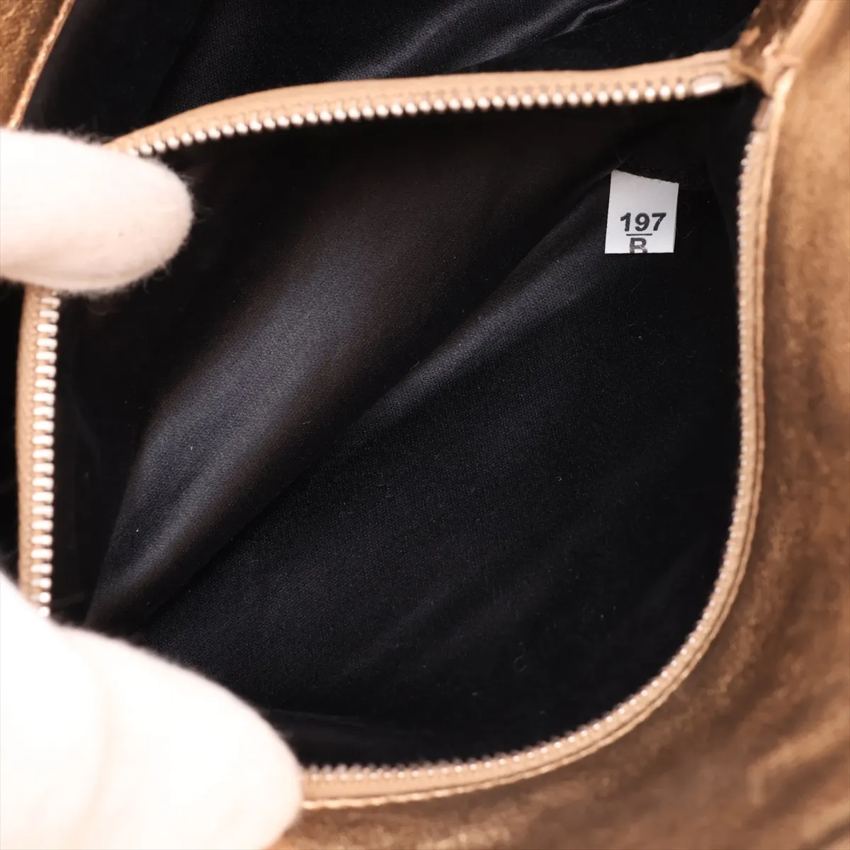 Matelassé Leather Shoulder Bag, Gold — view 7